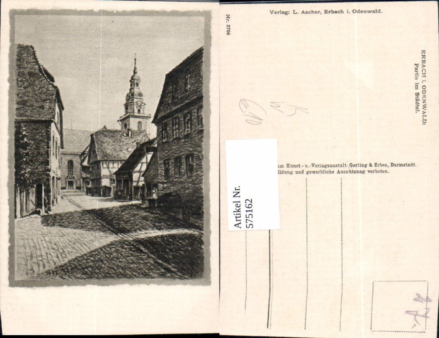 575162,Künstler Ak Erbach Odenwald Partie im Städtel