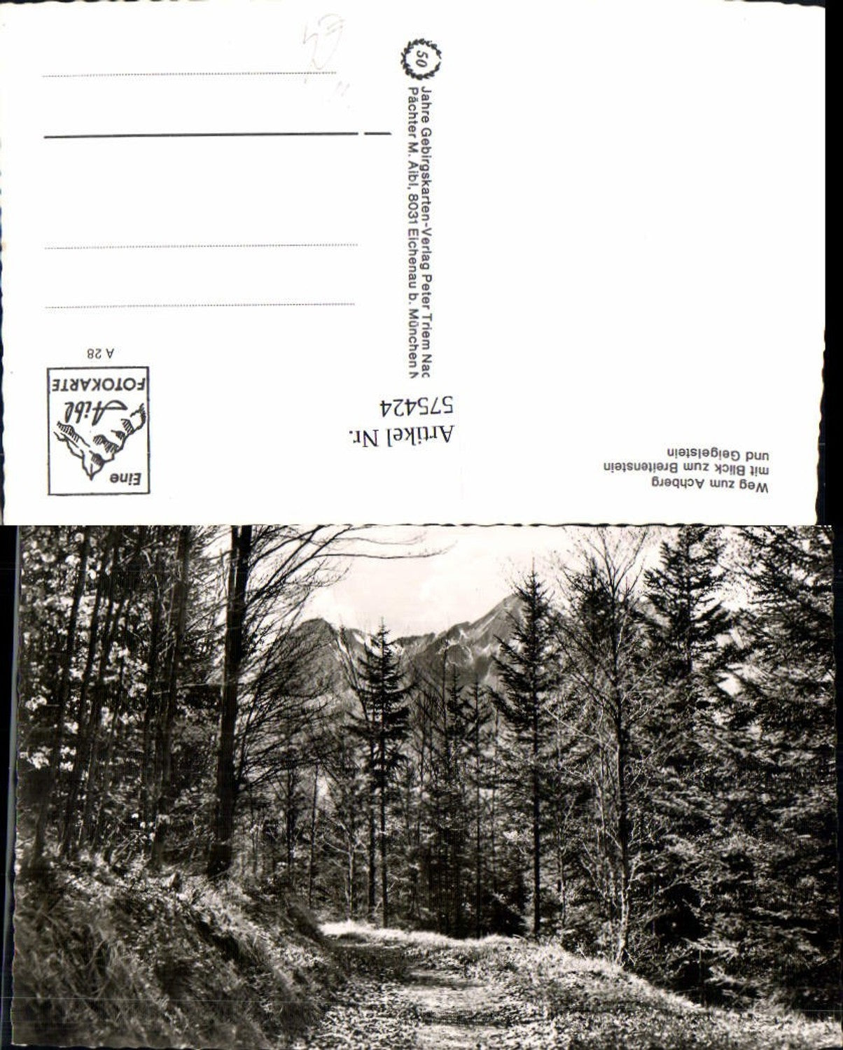 575424, Photo Ak Schleching, path to Achberg, view towards Breitenstein and Geigelstein