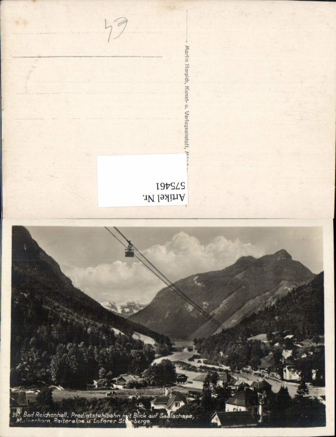 575461, Photo Ak Bad Reichenhall Predigtstuhl cable car with view of Saalachsee