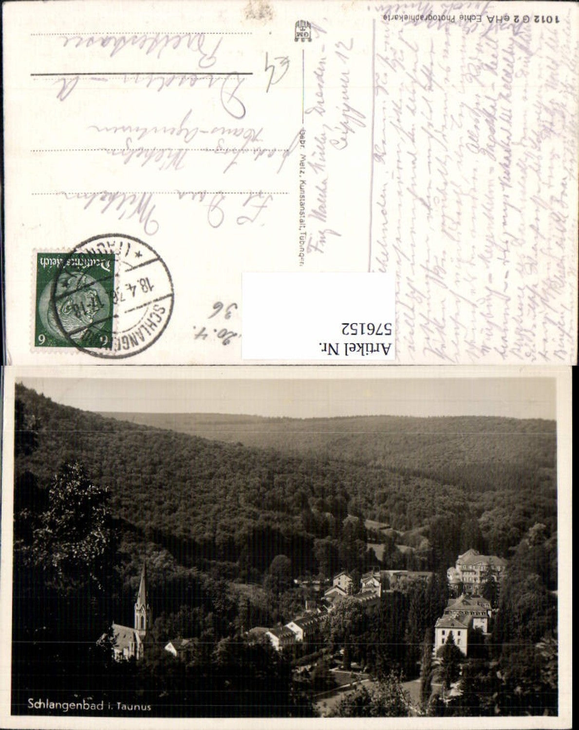 576152,Foto Ak Schlangenbad i. Taunus Ansicht m. Kirche