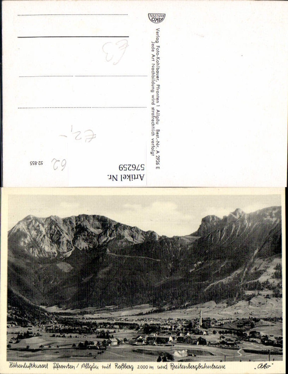 576259, Pfronten Allgäu with Roßberg and Breitenbach railway line