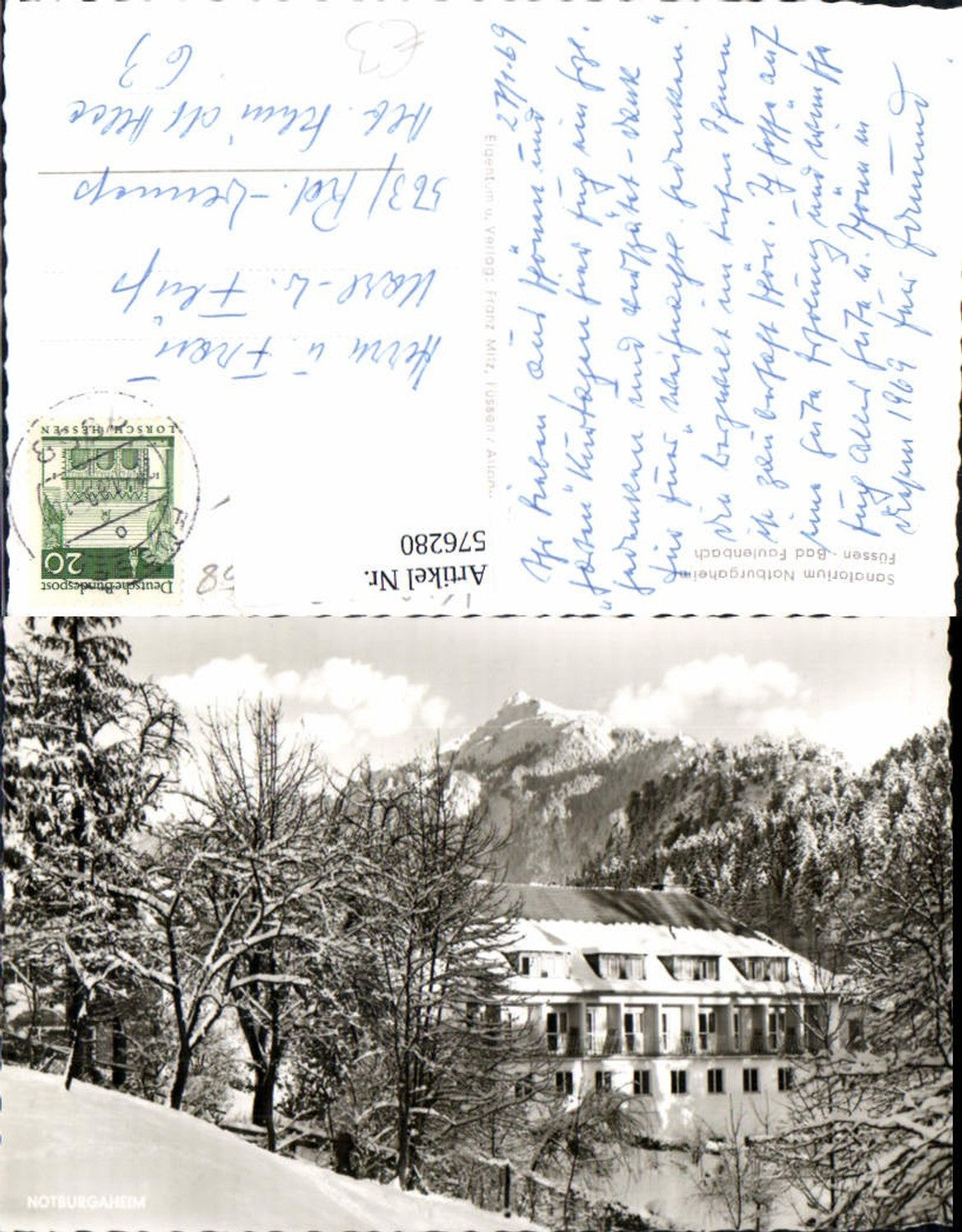 576280, Füssen Bad Faulenbach i. Winter Sanatorium Notburgaheim
