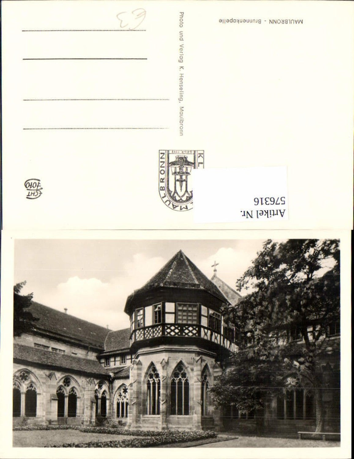 576316,Foto Ak Maulbronn Brunnenkapelle