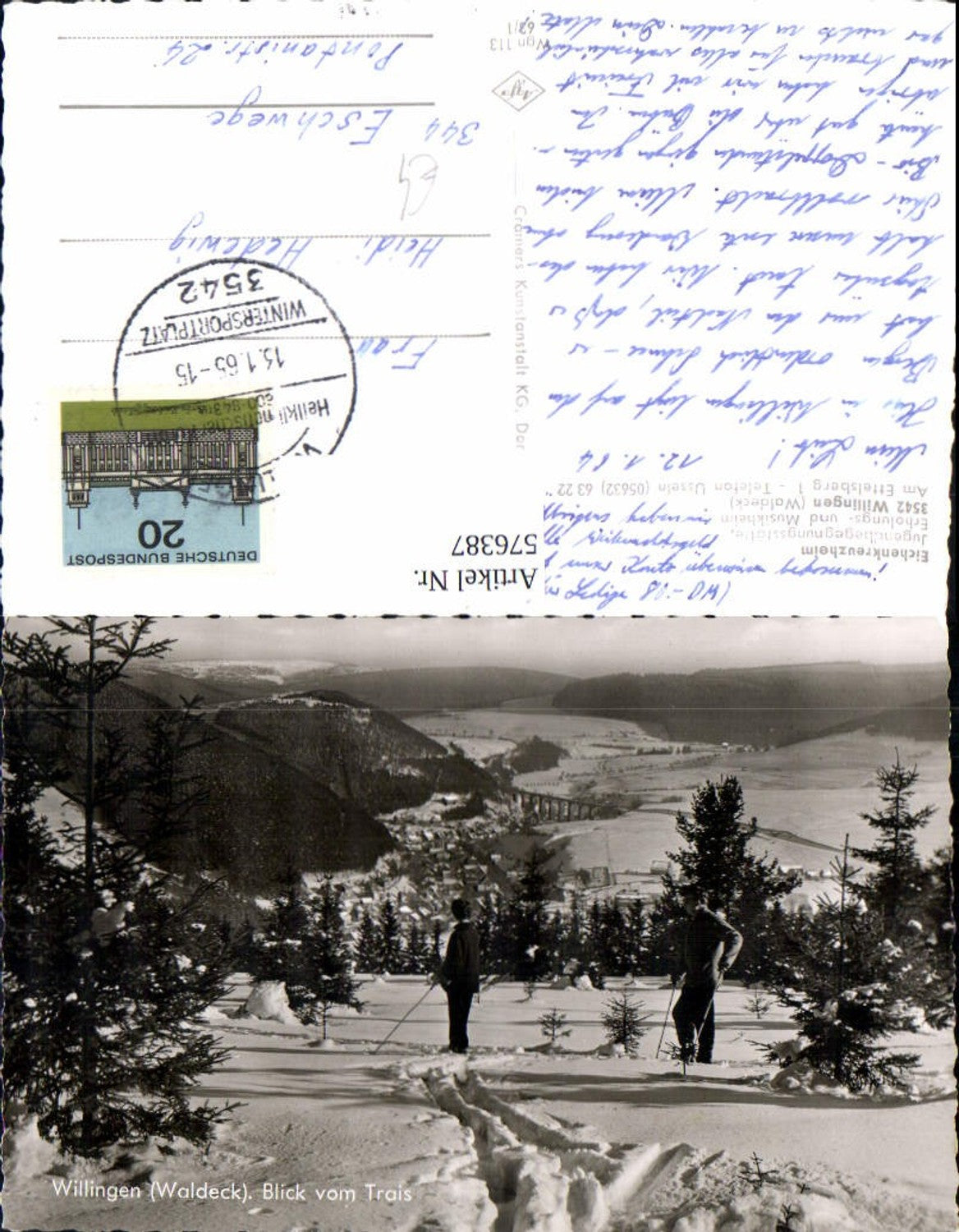 576387,Foto Ak Willingen Waldeck Blick v. Trais Wintersport Ski Schi