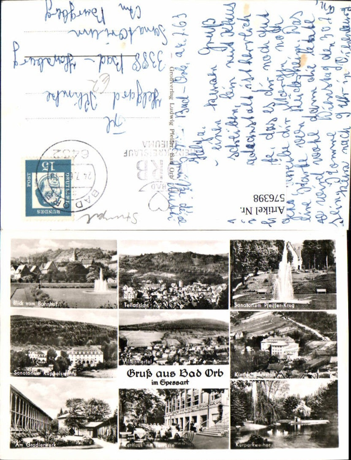 576398,Mehrbild Ak Bad Orb Spessart Gradierwerk Kurparkweiher Sanatorium Pfeiffer-Krug