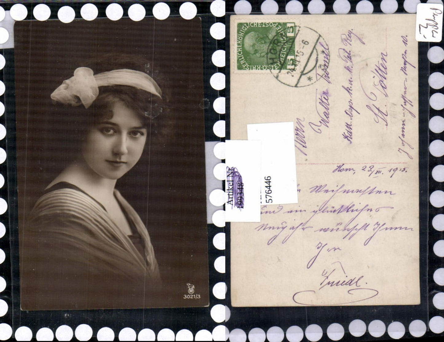 576446,Foto-AK Frau Portrait Haarband Haarschmuck pub RPH 3021/3