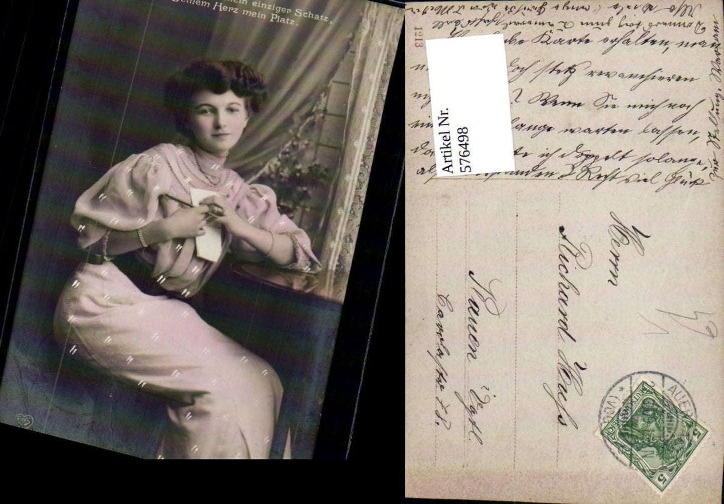 576498,Foto-AK Frau Portrait Frauen Mädchen Mittwoch schreiben Brief pub EAS