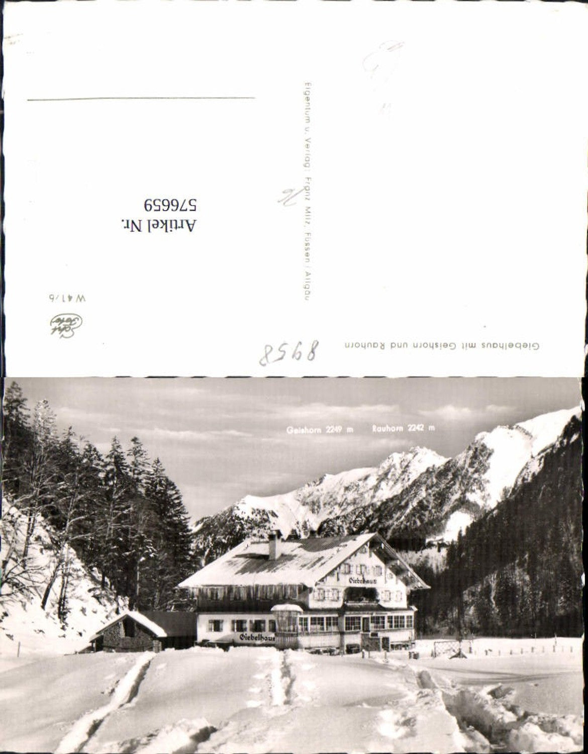 576659, Photo Ak Bad Hindelang Giebelhaus m. Geishorn u. Rauhorn Winter view
