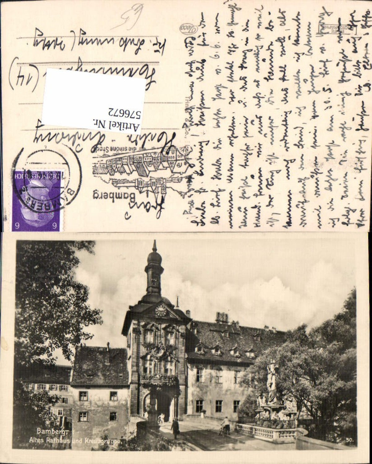 576672, Photo Ak Bamberg Old Town Hall and Cross Group