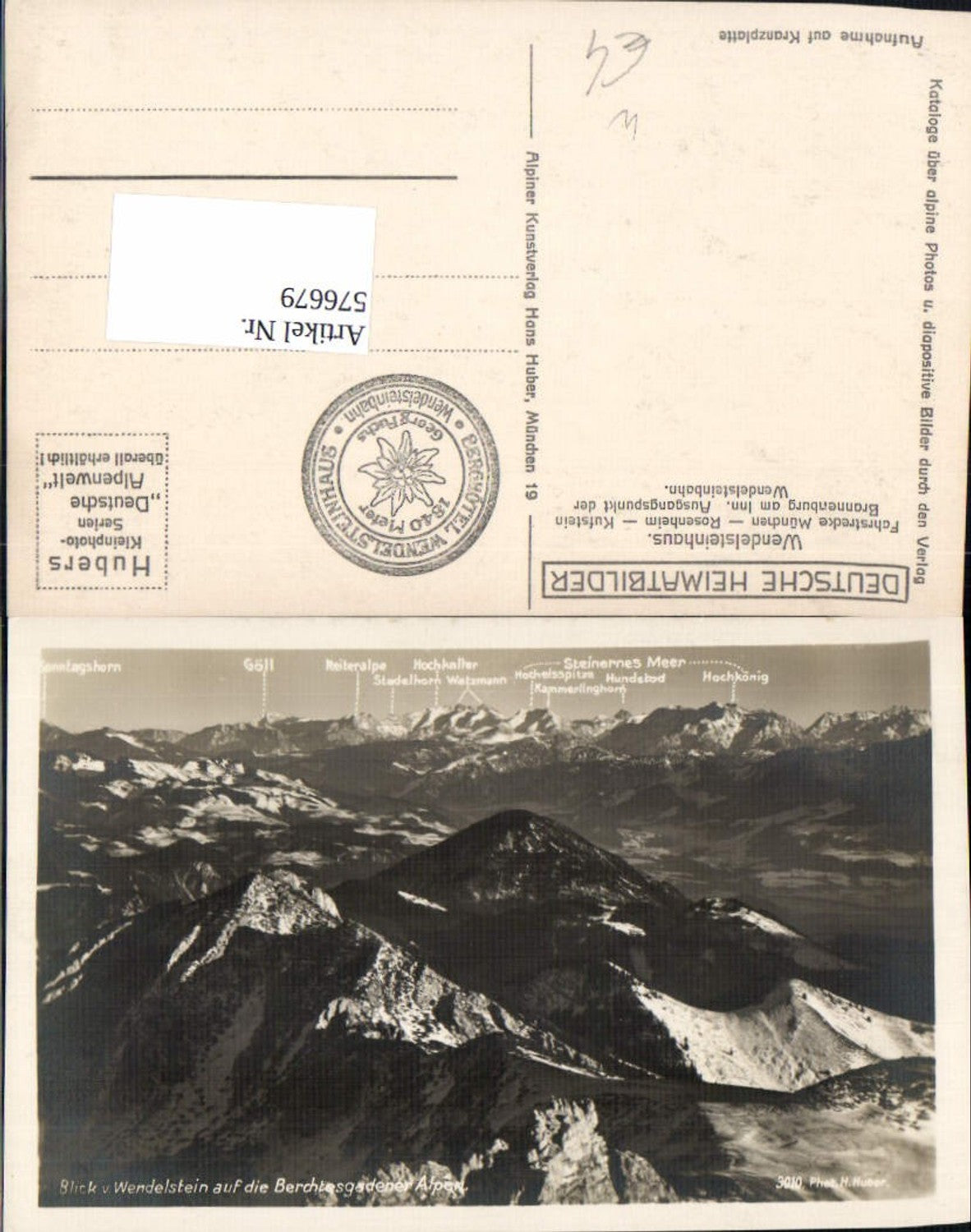 576679, View of Wendelstein towards Berchtesgaden summit map