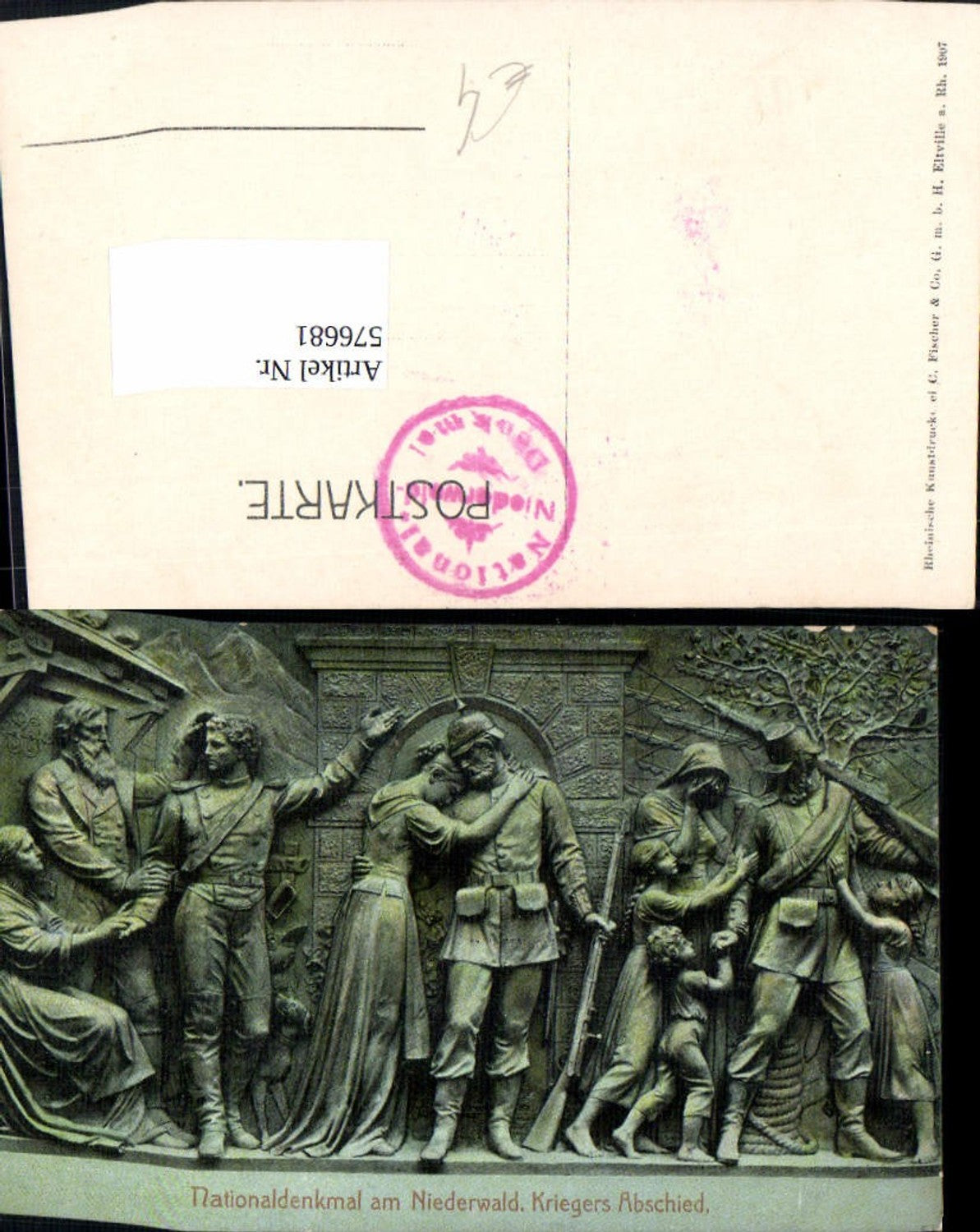 576681,Rüdesheim am Rhein Nationaldenkmal am Niederwald Kriegers Abschied