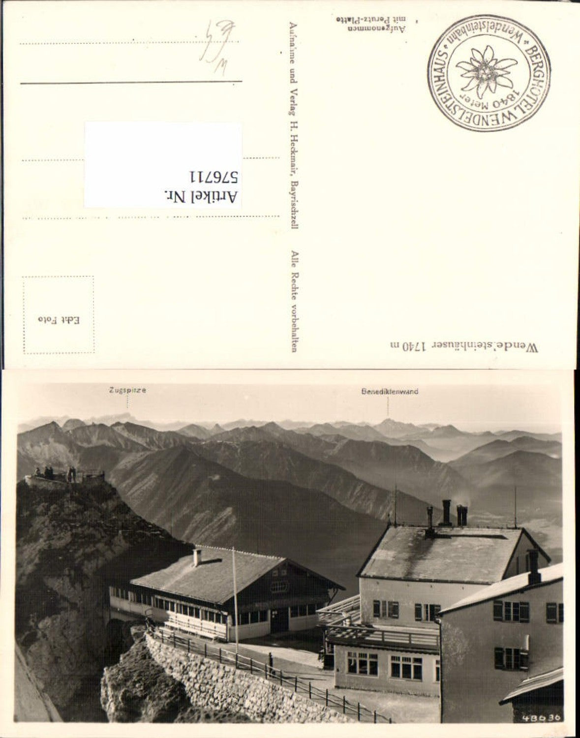 576711,Foto Ak Wendelsteinhaus Bayrischzell Gipfelkarte