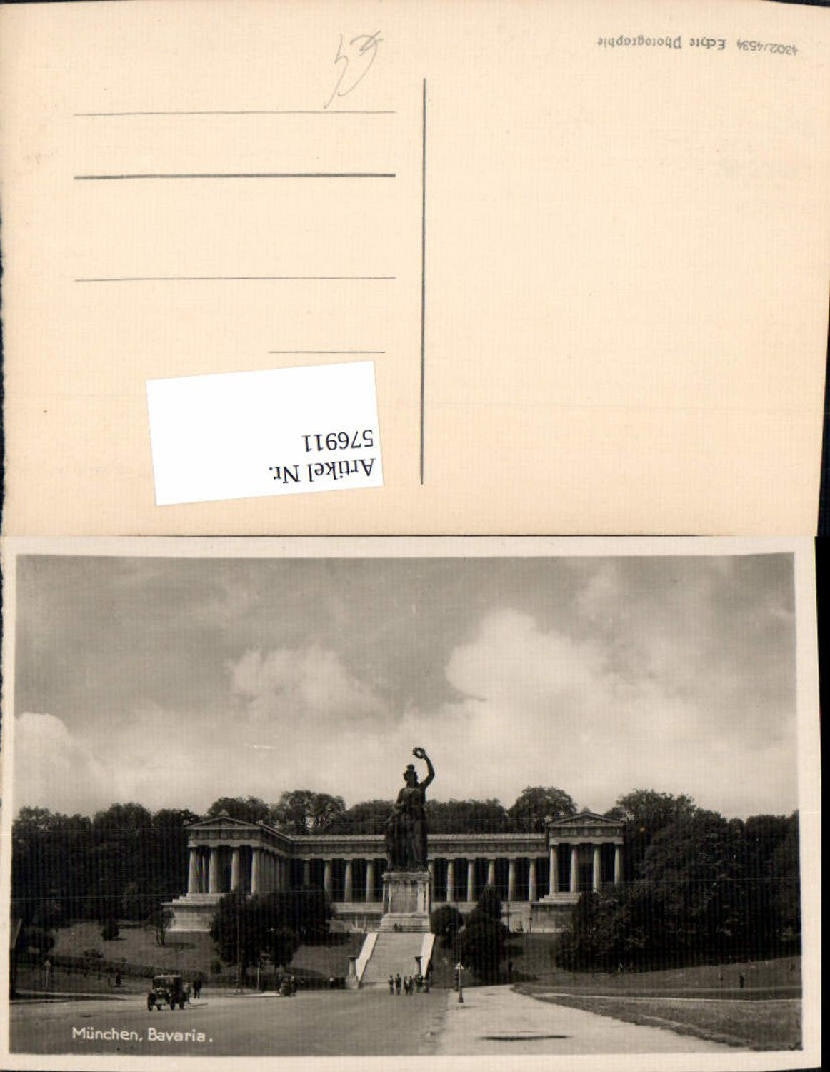576911,Foto Ak München Bavaria Statue Tempel Automobil Oldtimer
