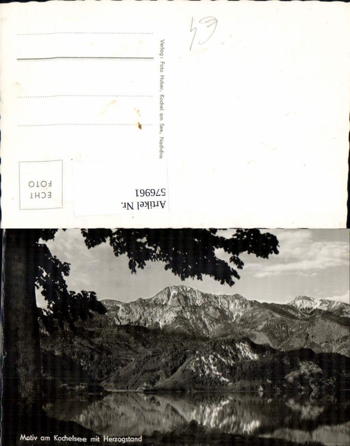 576961, Photo postcard, motif a. Kochelsee with Herzogstand mountain near Kochel am See