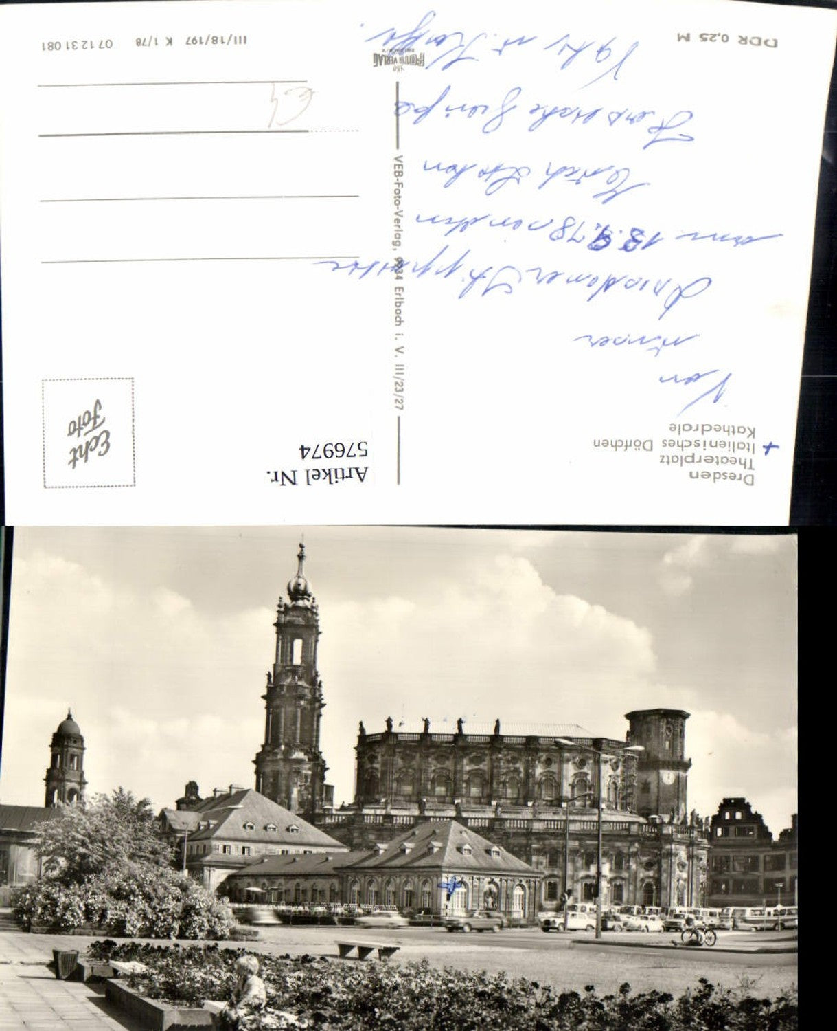 576974,Foto Ak Dresden Theaterplatz Kathedrale