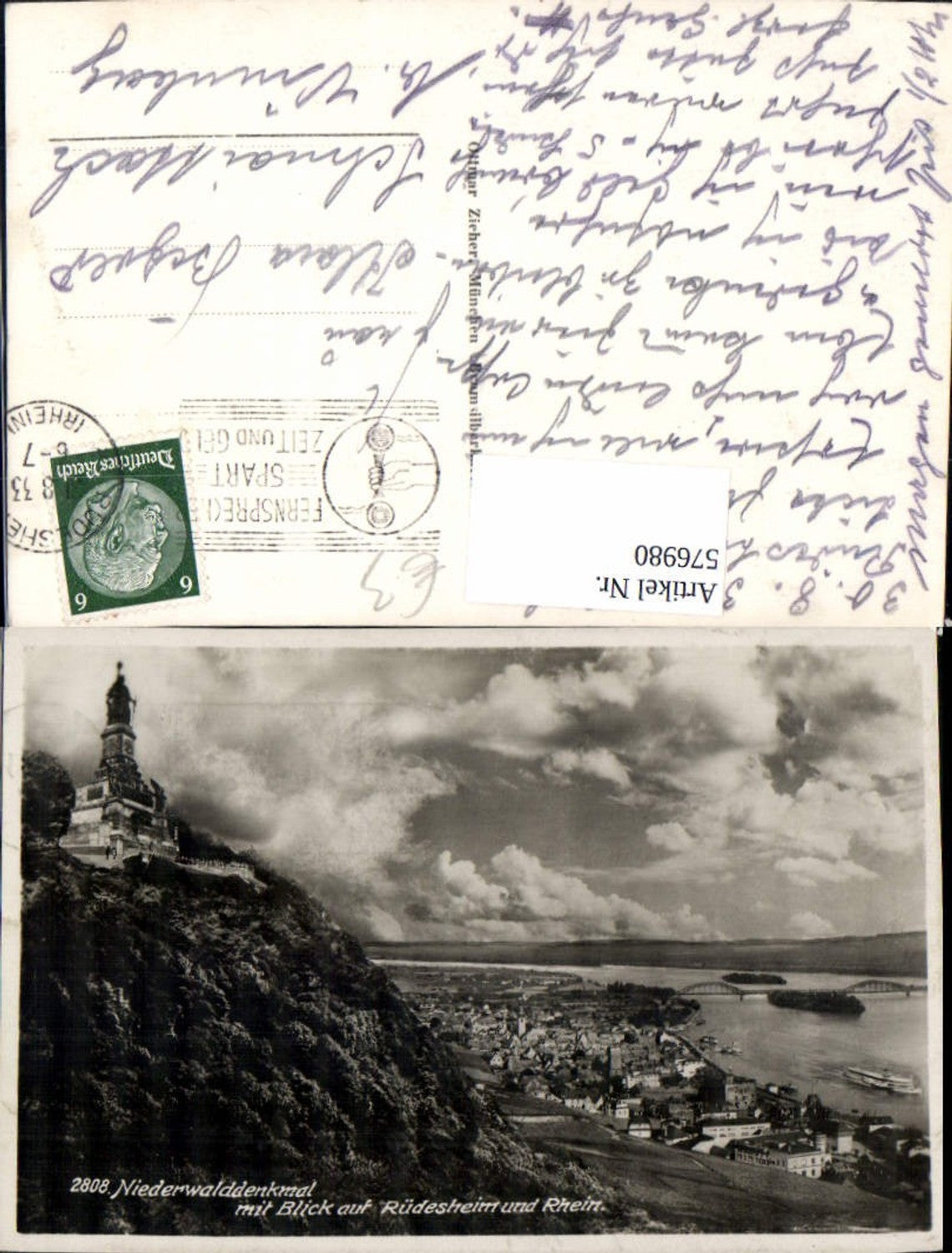 576980,Niederwalddenkmal m. Blick auf Rüdesheim a. Rhein