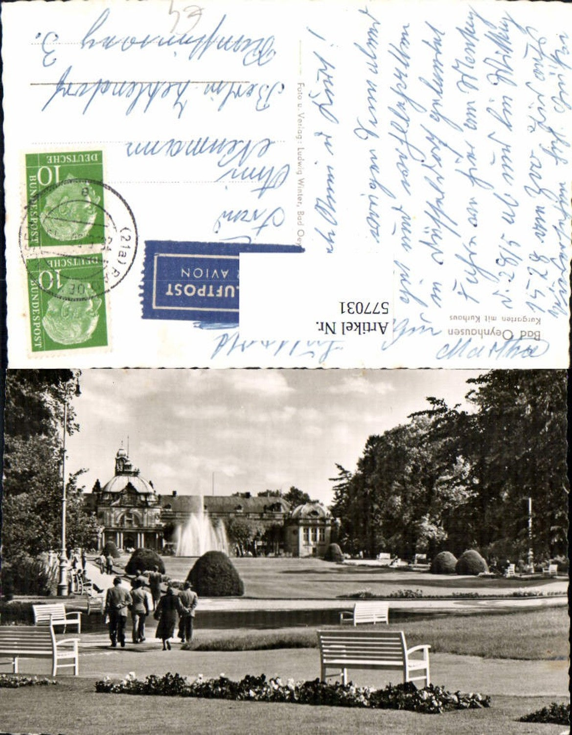 577031,Foto Ak Bad Oeynhausen Kurgarten u. Kurhaus Springbrunnen Brunnen