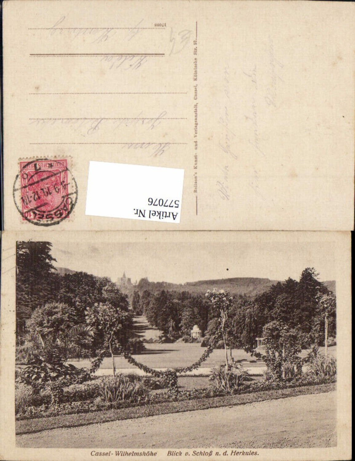 577076,Kassel Cassel Bad Wilhelmshöhe Blick v. Schloss n. d. Herkules