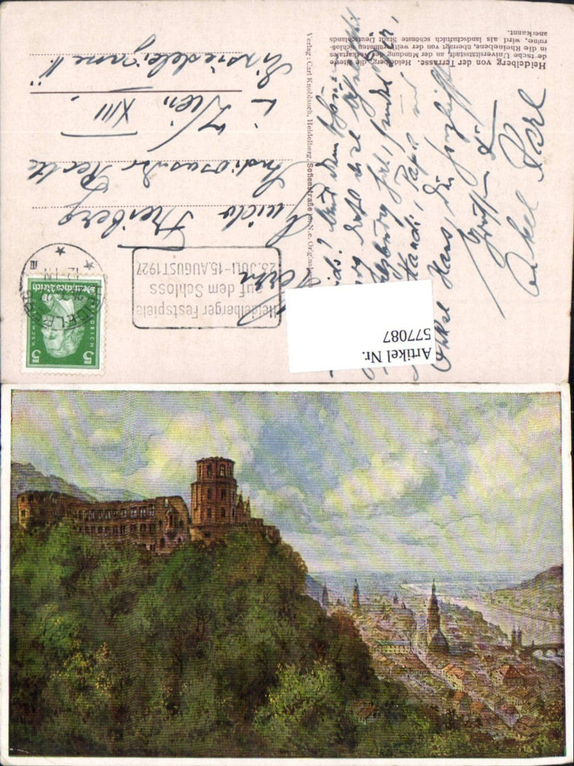577087,Künstler Ak Heidelberg v. d. Terrasse Schloss