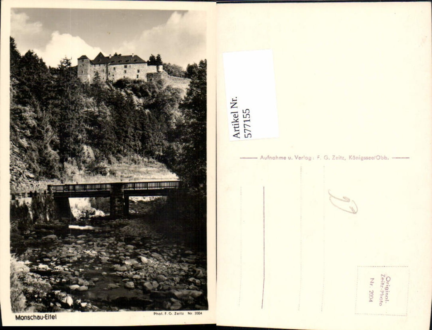 577155,Foto Ak Monschau Eifel Brücke Burg