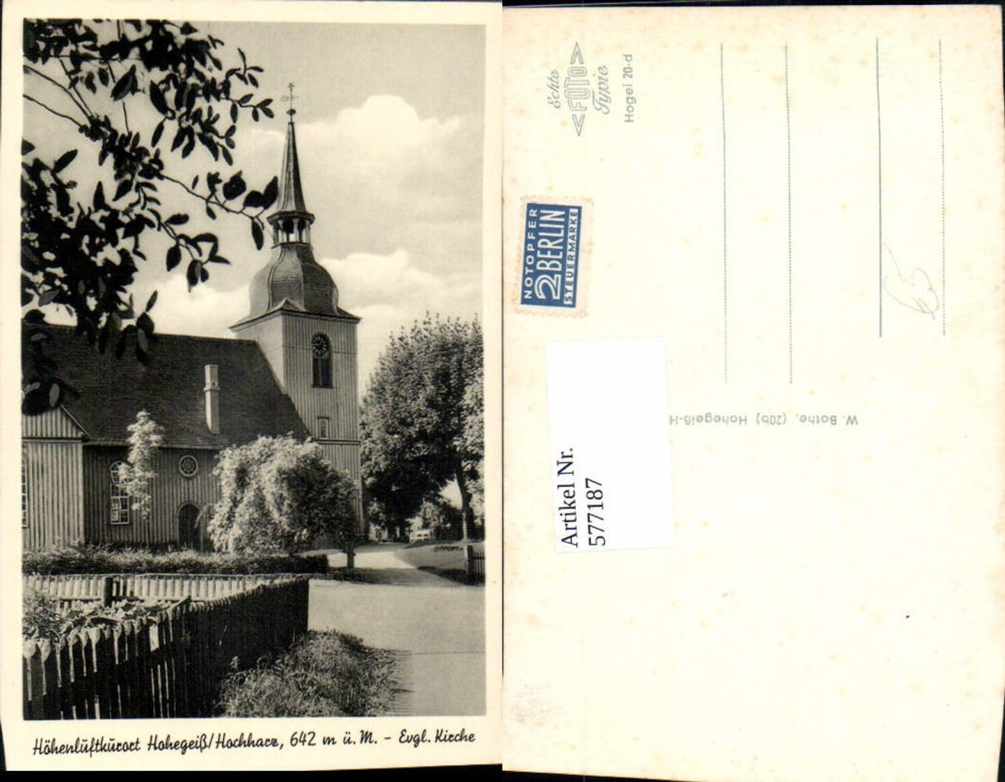 577187,Foto Ak Hohegeiß Braunlage Hochharz Evgl. Kirche