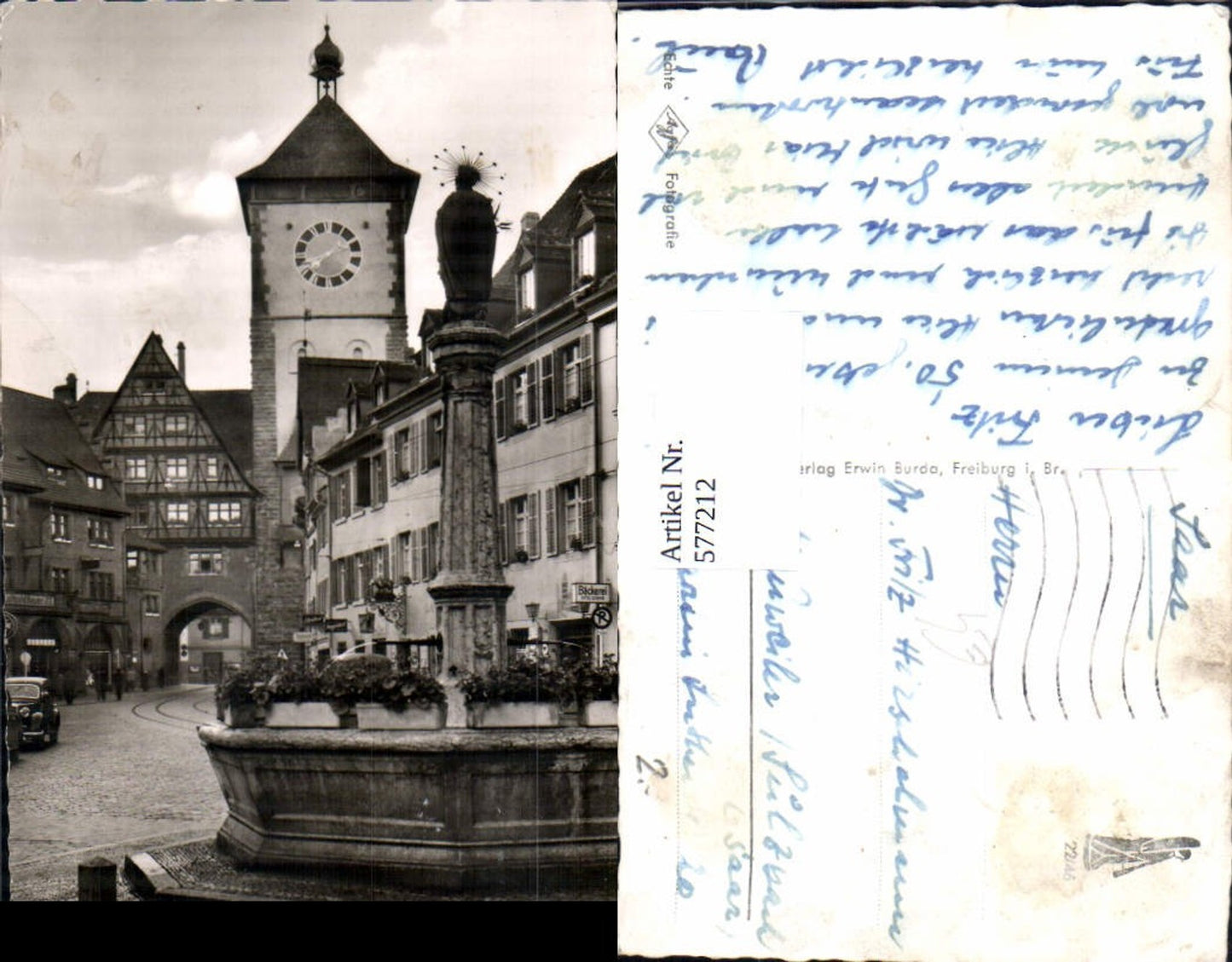 577212,Foto Ak Freiburg i. Breisgau Oberlinden-Brunnen u. Schwabentor