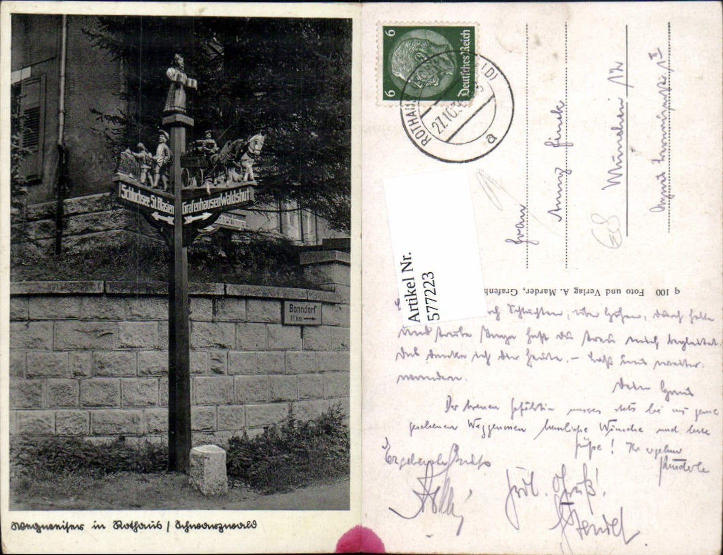 577223,Grafenhausen Rothaus Schwarzwald Wegweiser Bier