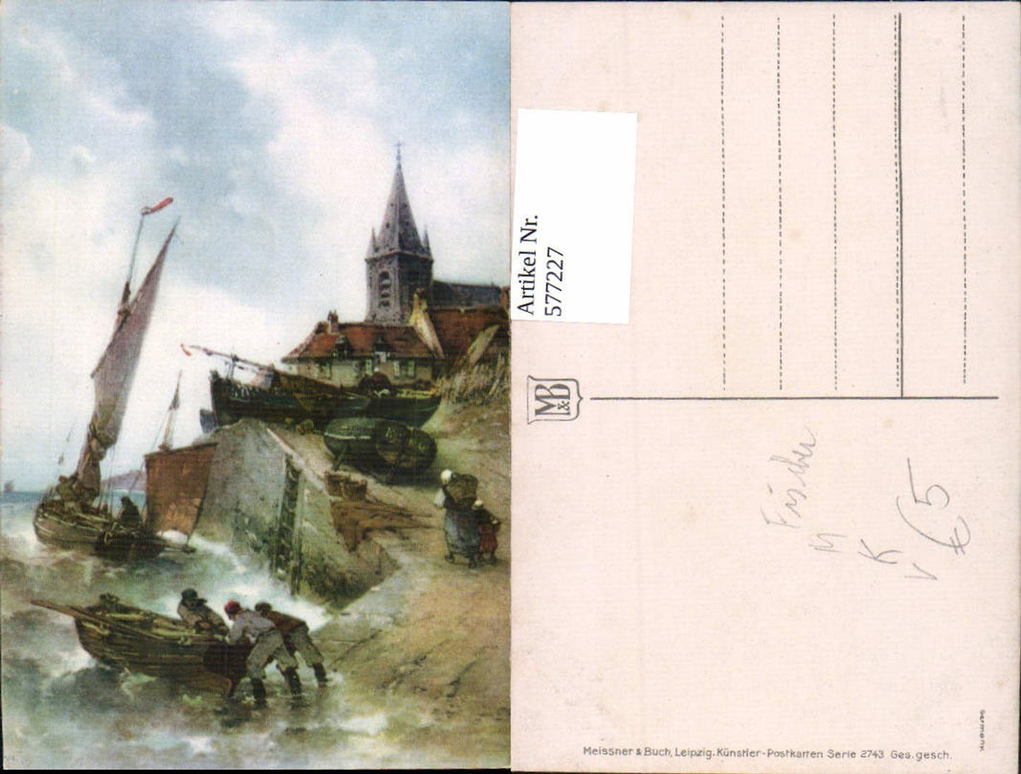 577227,Künstler AK Meissner & Buch 2743 Fischer Boot