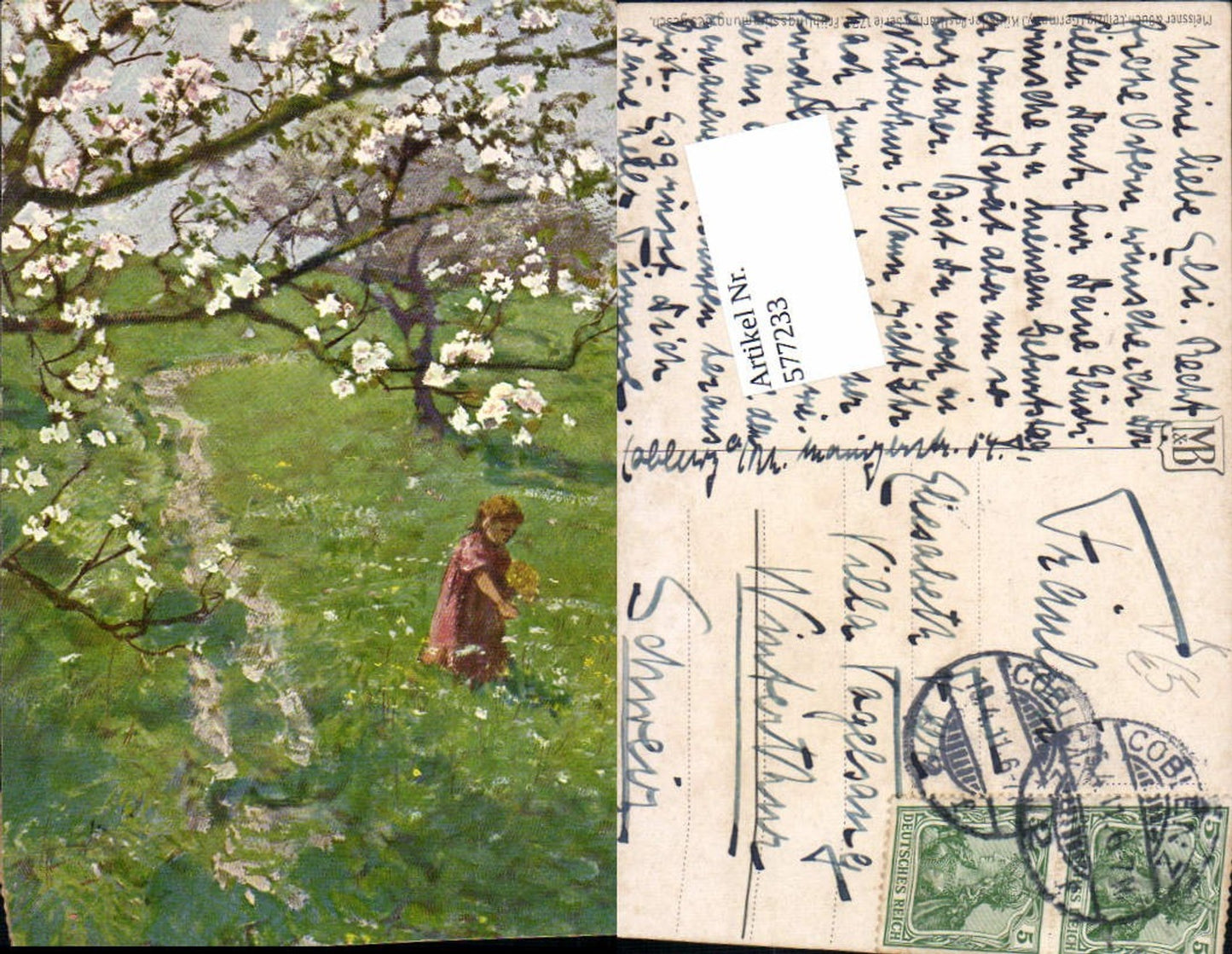 577233,Künstler AK Meissner & Buch 1721 Mädchen Wiese