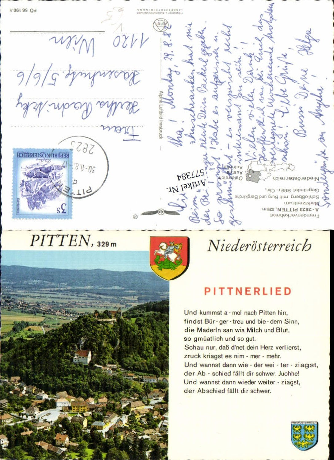 577384,Fliegeraufnahme Pitten Pittnerfeld pub Alpine Luftbild FÖ 56190 A