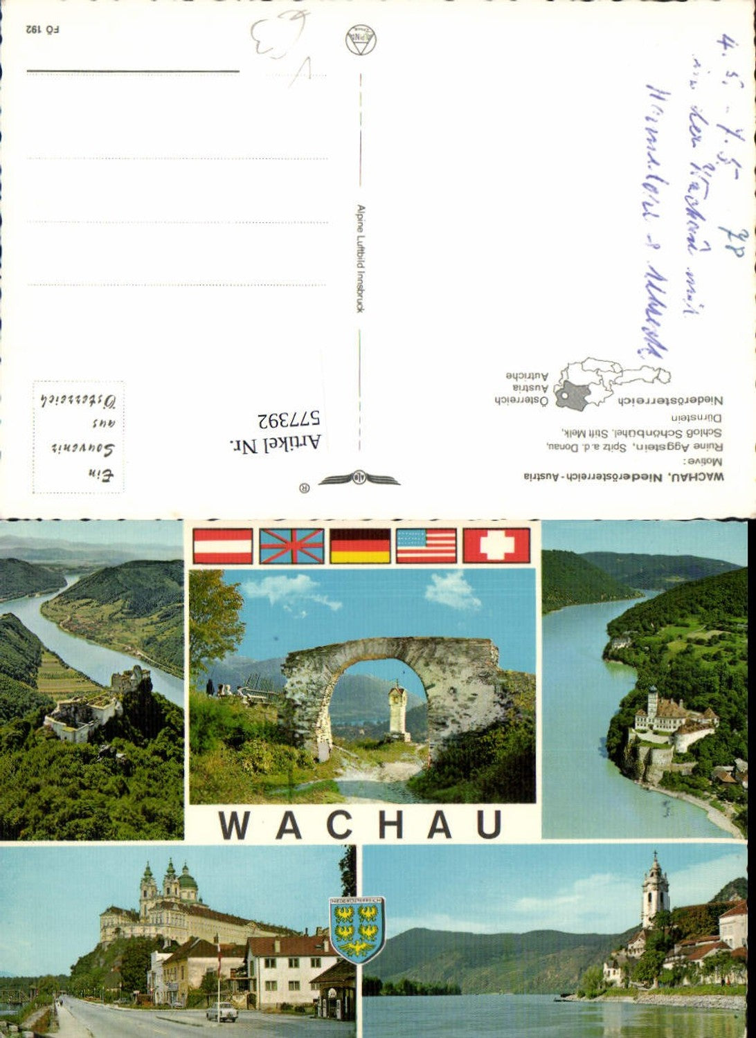 577392,Fliegeraufnahme Wachau Ybbs Spitz Dampfer Maria Taferl pub Alpine Luftbild