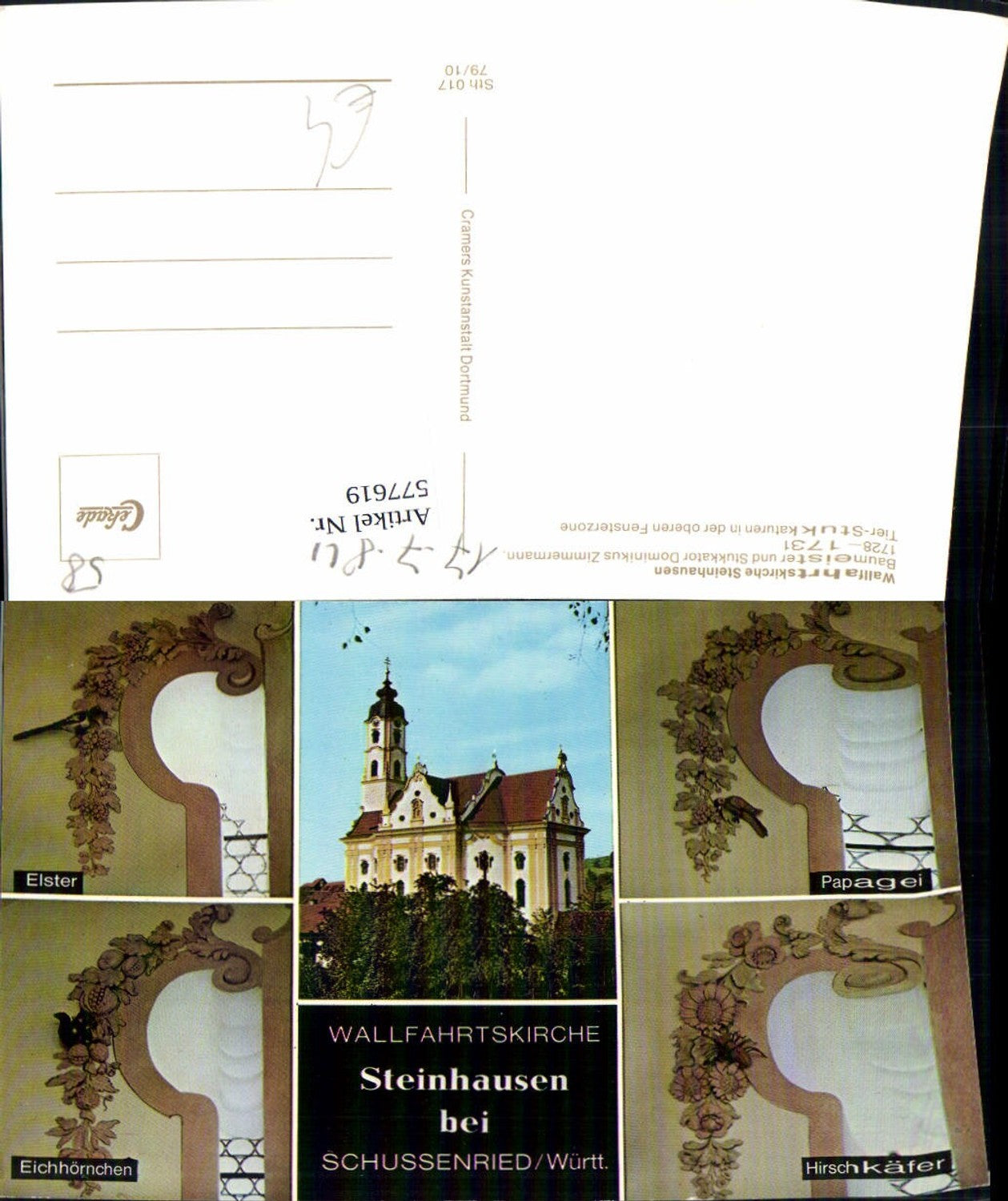 577619,Mehrbild Ak Bad Schussenried Wallfahrtskirche Steinhausen Tier Stukkaturen oberen Fensterzone