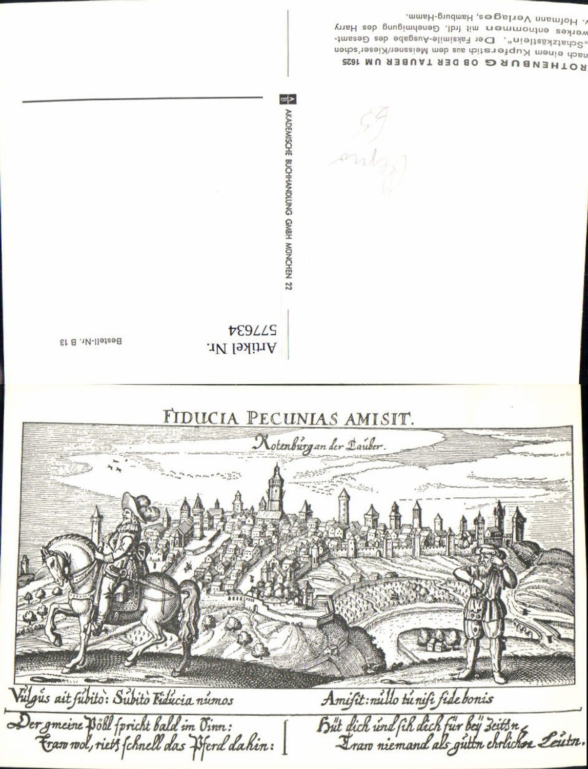 577634, Artist's postcard reproduction, Rothenburg ob der Tauber, circa 1625, Meissner Kieser's treasure chest