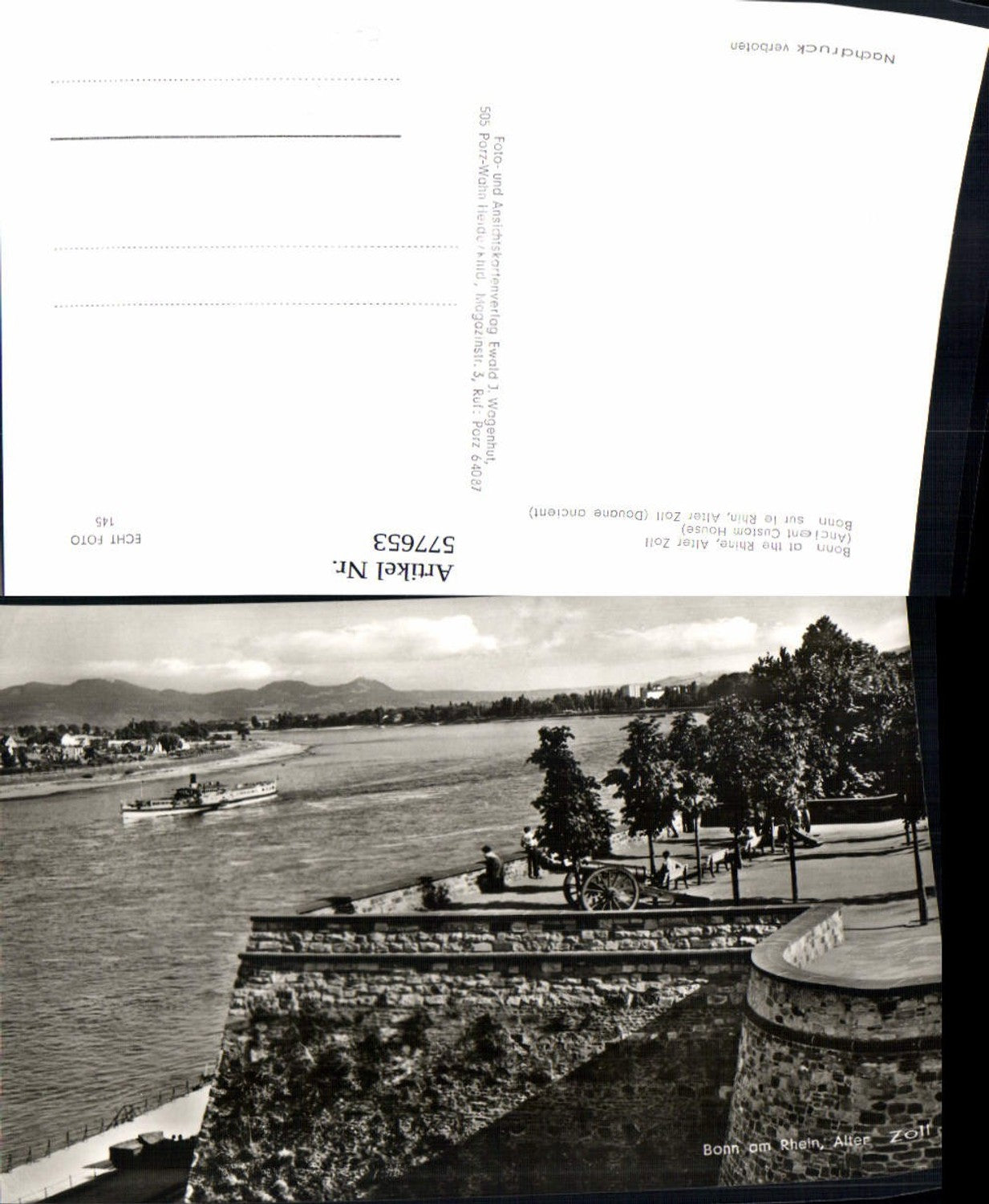 577653,Foto Ak Bonn a. Rhein Alter Zoll Schiff Dampfer