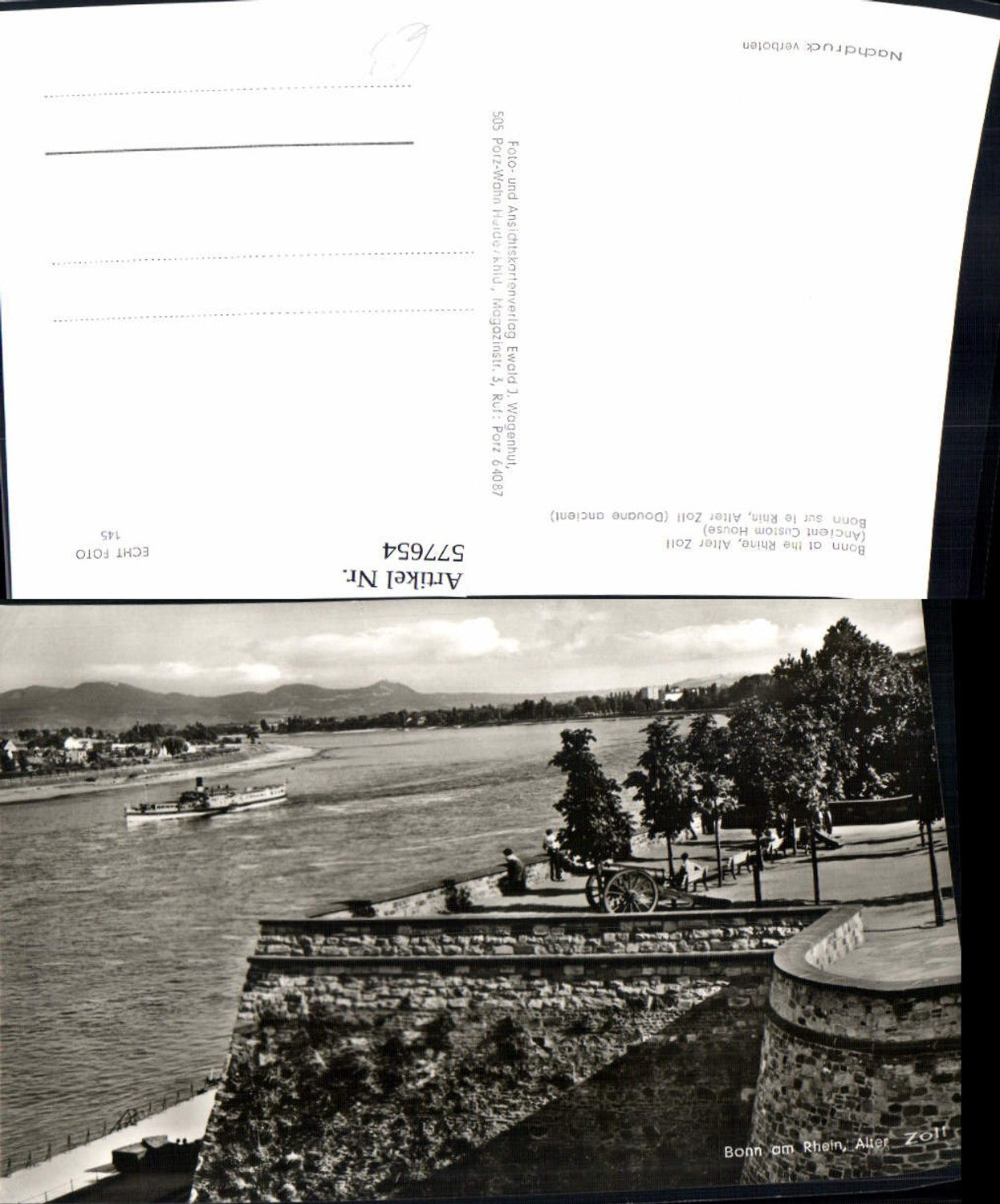 577654,Foto Ak Bonn a. Rhein Alter Zoll Schiff Dampfer
