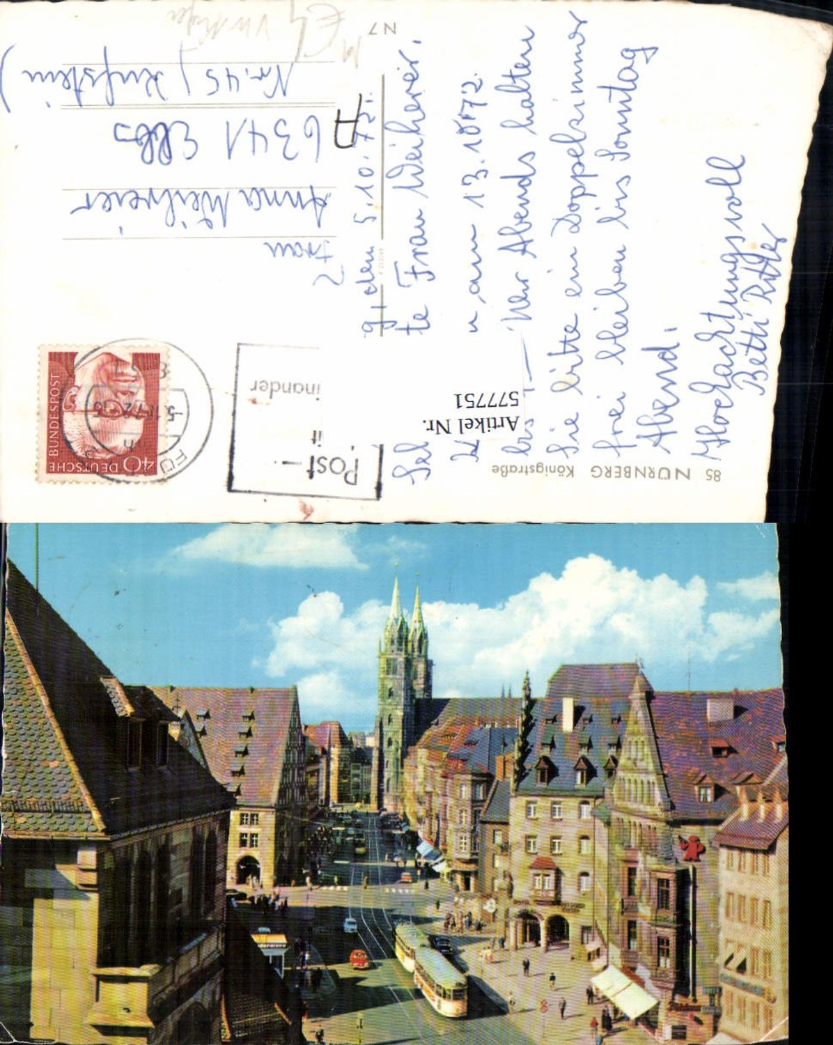 577751,Nürnberg Königstraße Strassenbahn VW Käfer