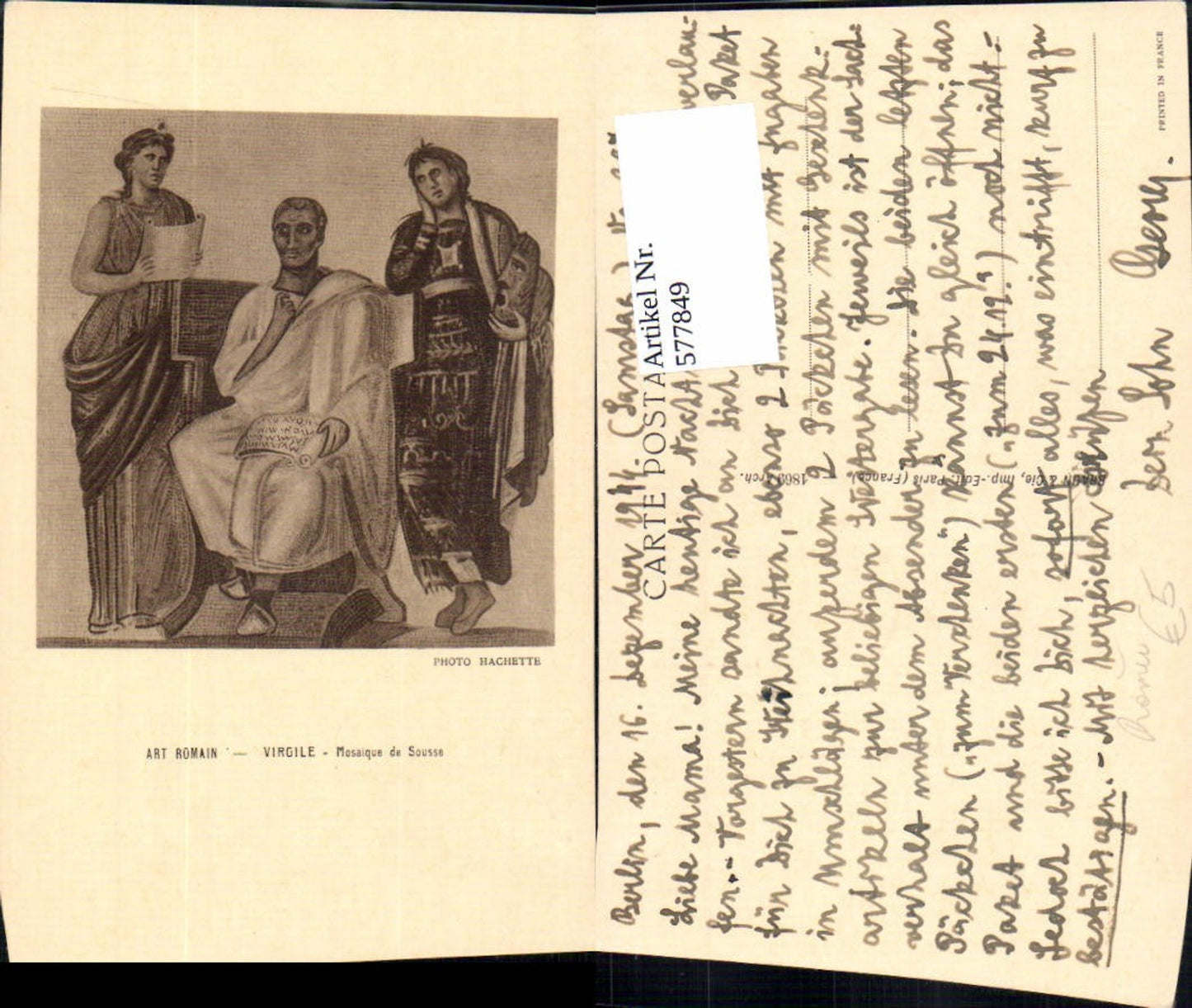 577849,Antike Art Romain Virgile Mosaique de Sousse Römer Mosaik