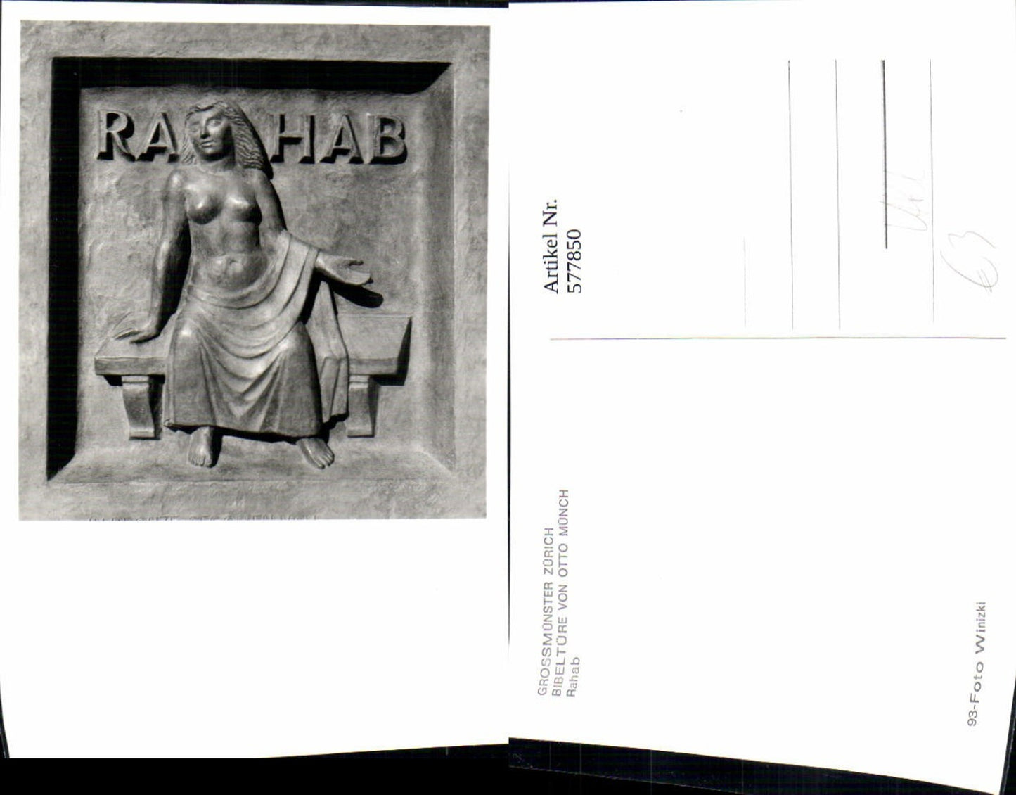 577850,Antike Akt Rahab Frau Grossmünster Zürich Bibeltüre v. Otto Münch Erotik