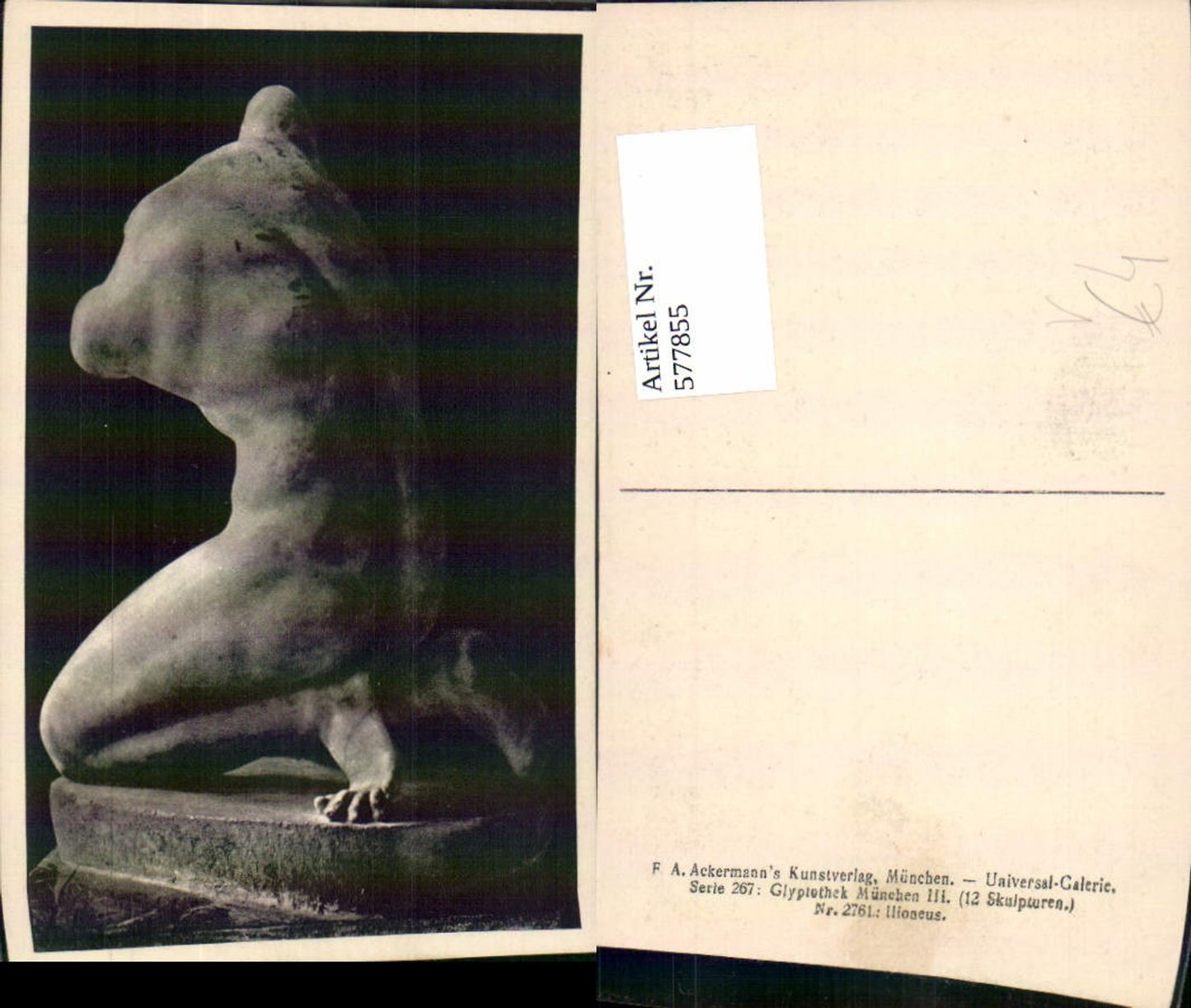 577855,Antike Ilioneus Skulptur pub F. A. Ackermann 267/2761