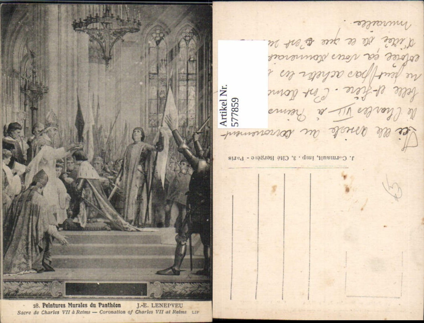 577859,Mittelalter J. E. Lenepveu Coronation of Charles VII at Reims France