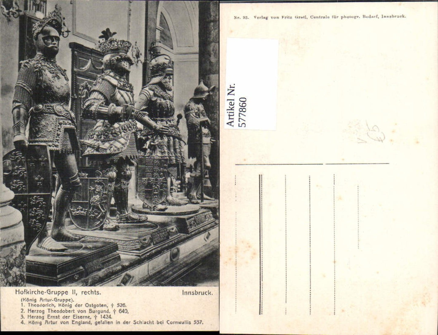 577860, Medieval Innsbruck Court Church Group right Knight Armor King Arthur Group pub Fritz Gratl 93