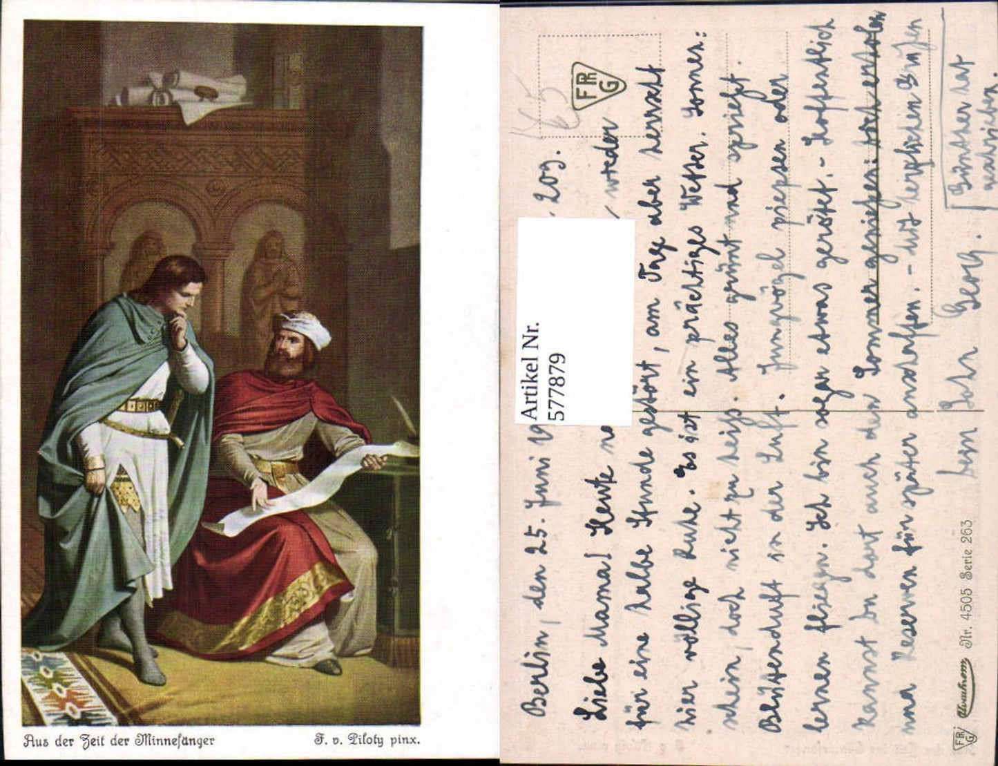 577879, Artist Ak F. v. Piloty From the time of the Minnesingers Middle Ages