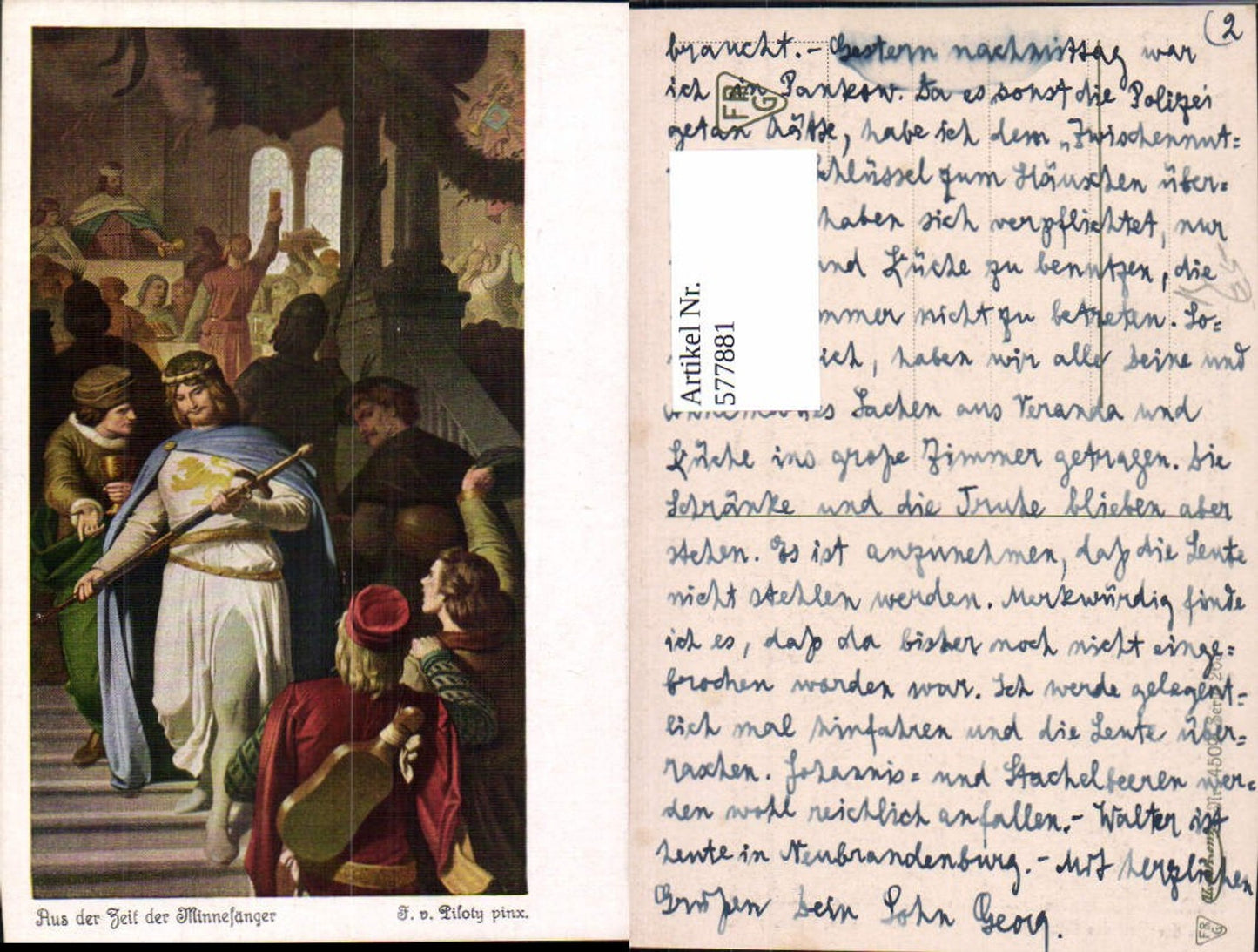 577881, Artist Ak F. v. Piloty From the time of the Minnesingers Middle Ages