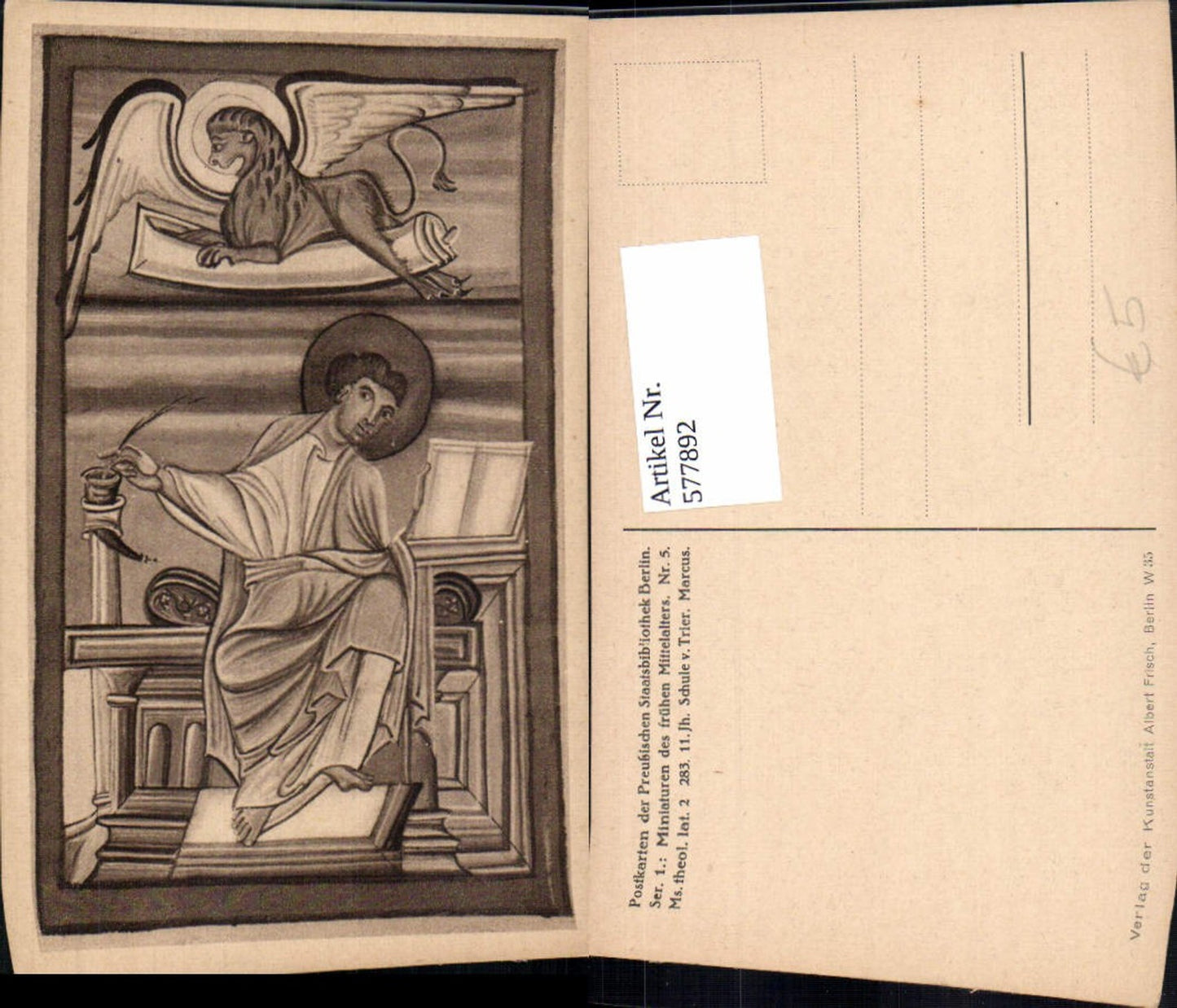 577892,Mittelalter Miniaturen d. Frühen Mittelalters Marcus 11 Jhdt Schule v. Trier