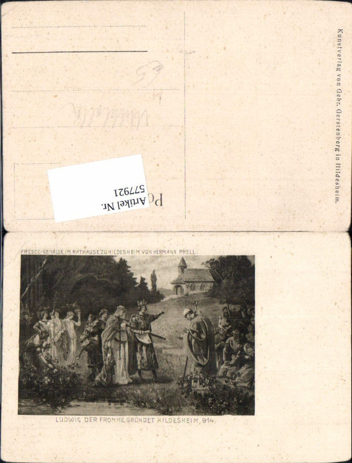 577921,Mittelalter Fresko Hildesheim Ludwig der Fromme gründet Hildesheim 914 n. Chr. Ritter Kirche