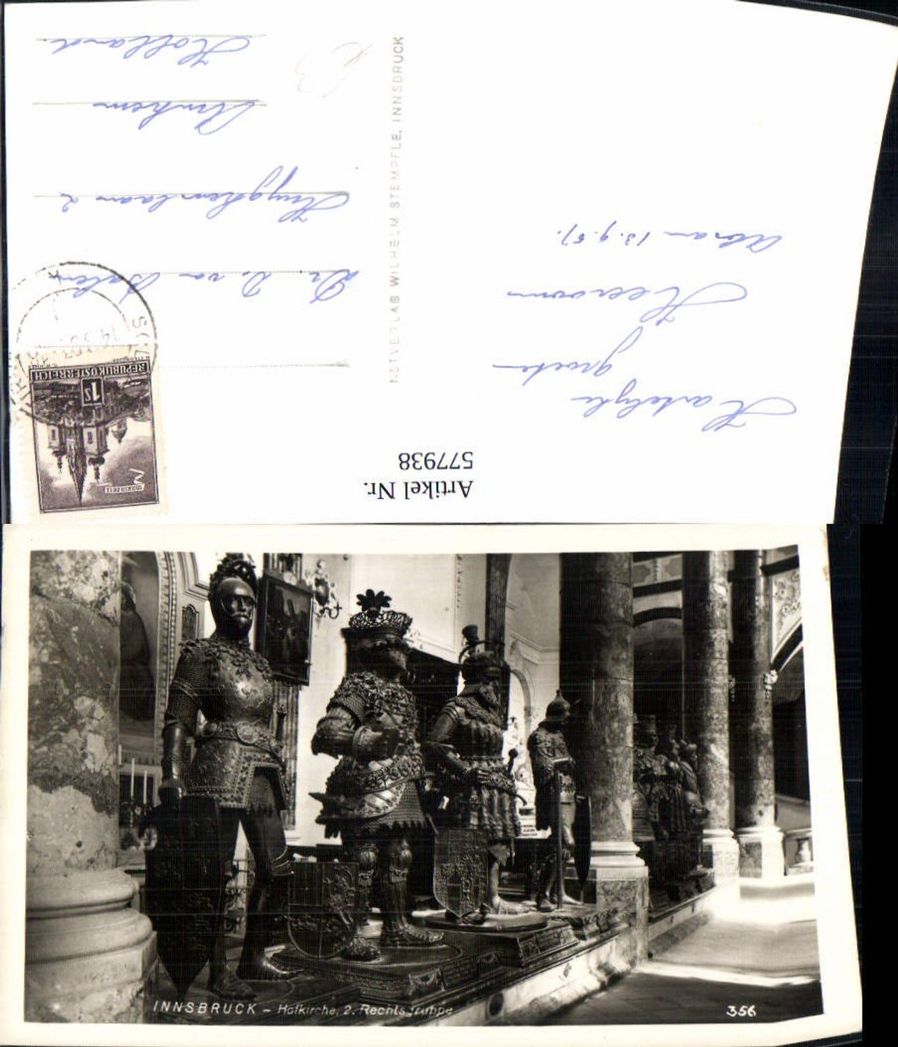 577938,Foto Ak Mittelalter Innsbruck Hofkirche 2. Rechtsgruppe Ritter Rüstung