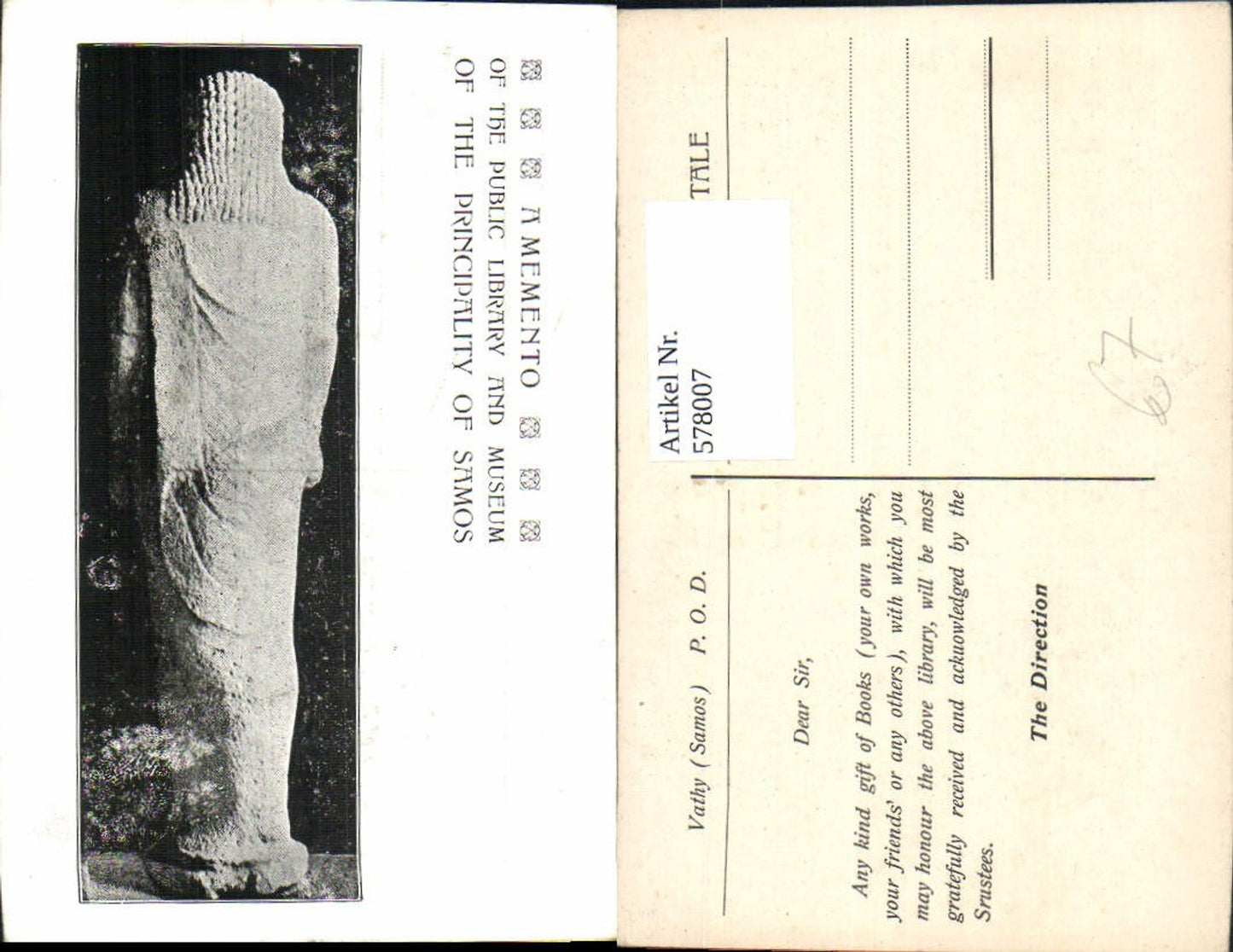 578007,A Memento of the Public Library and Museum of the Principality of Samos Archäologie Ausgrabung