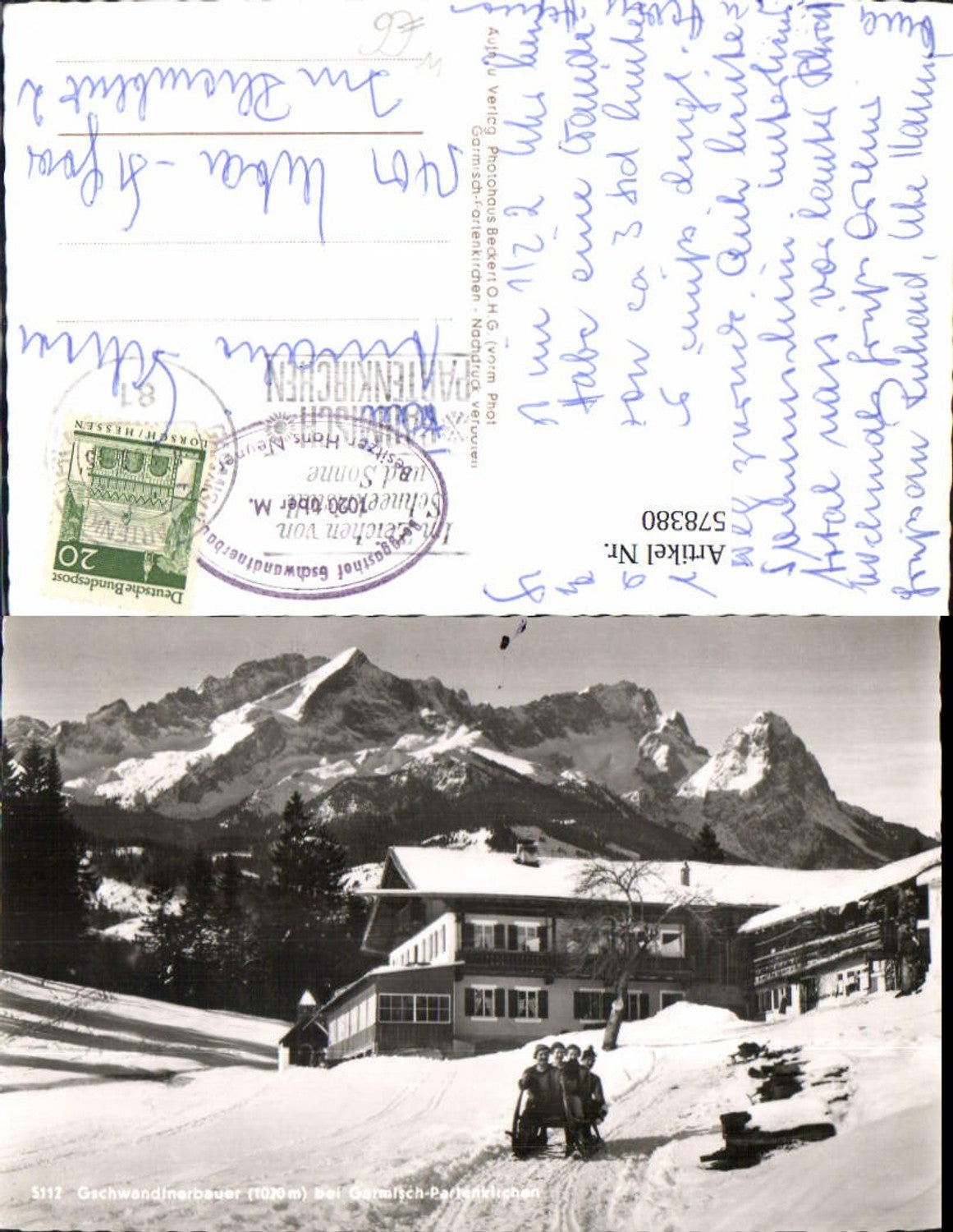 578380,Gschwandtnerbauer b. Garmisch-Partenkirchen Wintersport Schlitten Rodeln