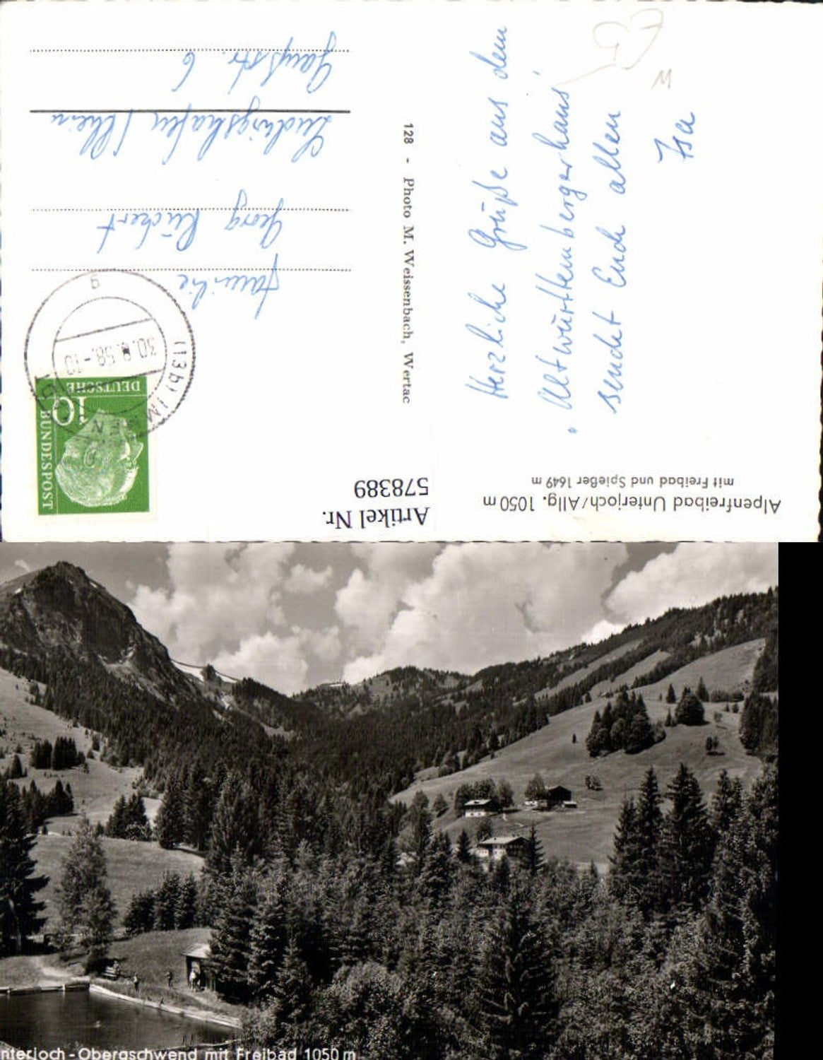 578389, Photo Ak Bad Hindelang Alpenfreibad Unterjoch Allgäu m. Freibad u. Spießer