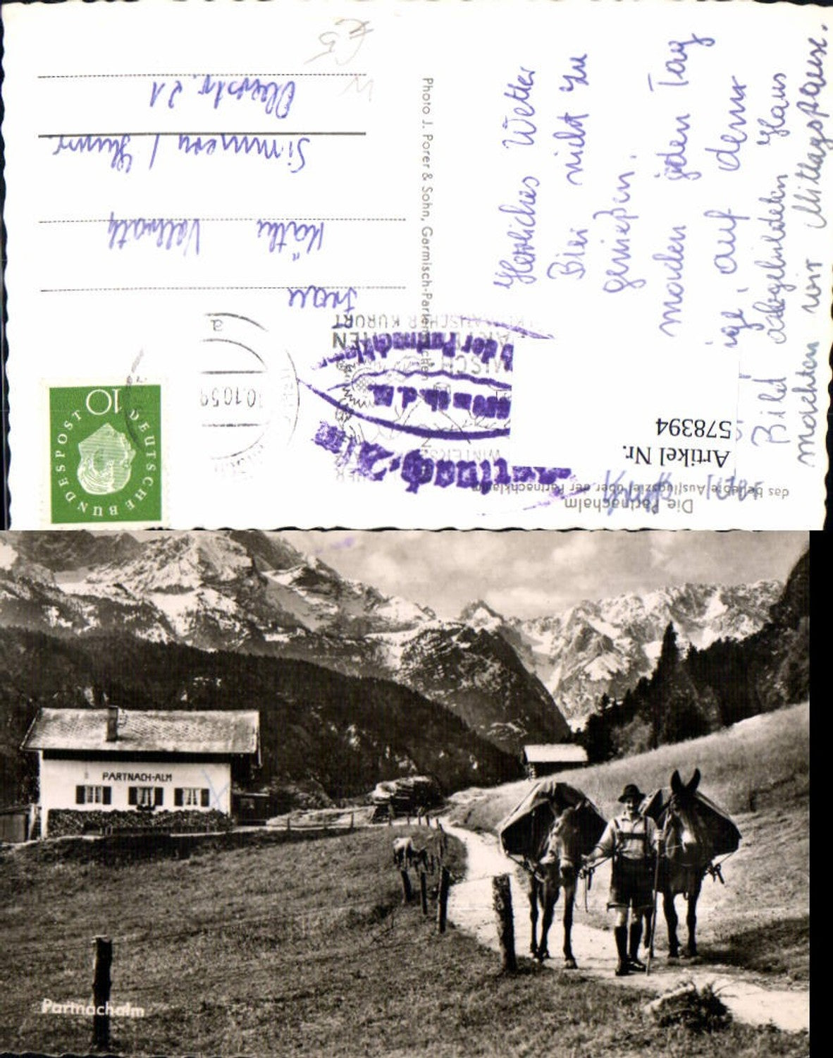 578394, Photo Ak The Partnachalm Partnachklamm Garmisch-Partenkirchen Farmer with cows cattle